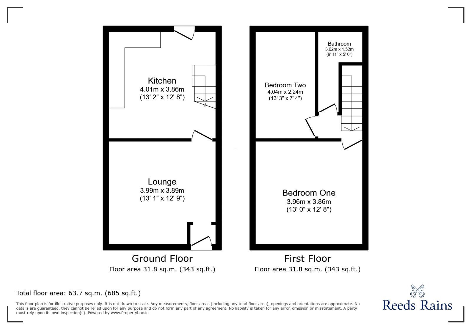 Floorplan of 2 bedroom Mid Terrace House for sale, Abbey Hey Lane, Abbey Hey, Greater Manchester, M18