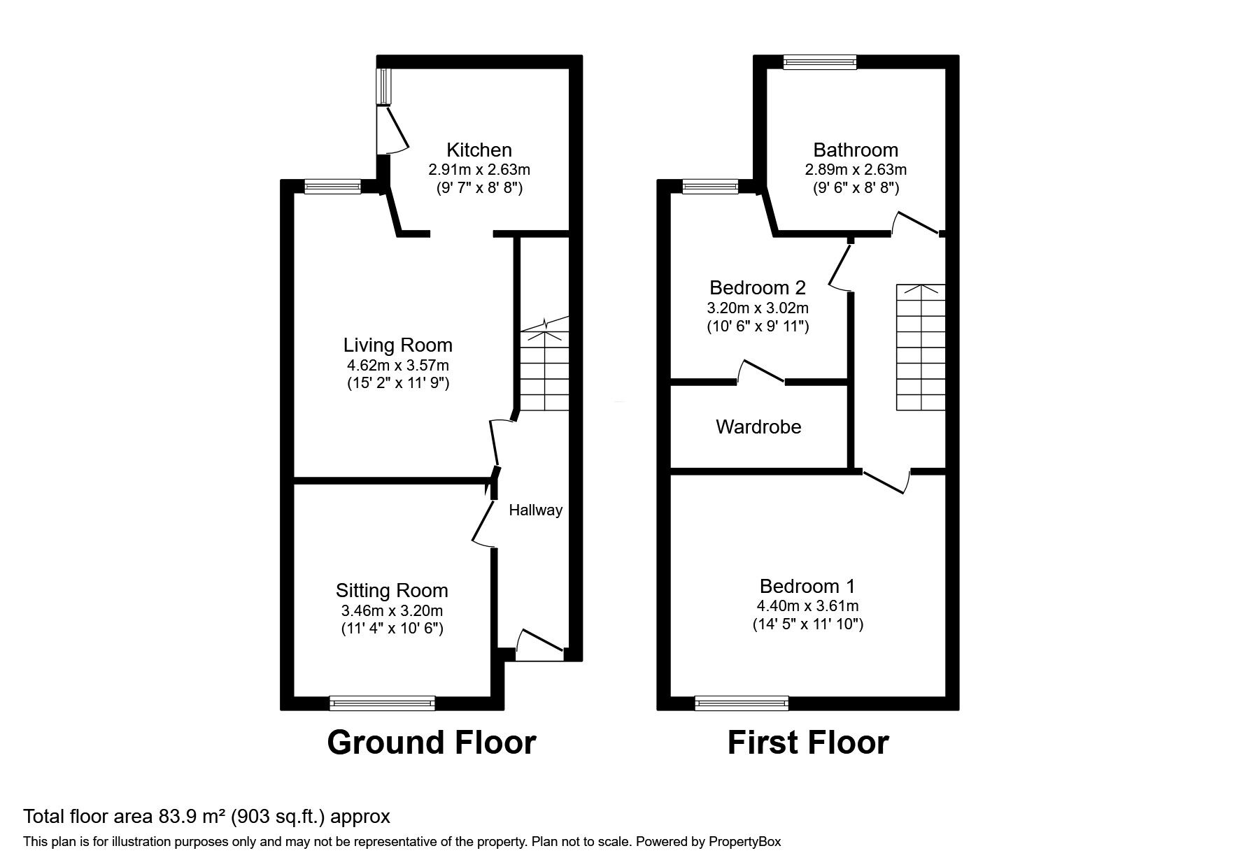 Floorplan of 2 bedroom Mid Terrace House for sale, Woodland Avenue, Manchester, Greater Manchester, M18