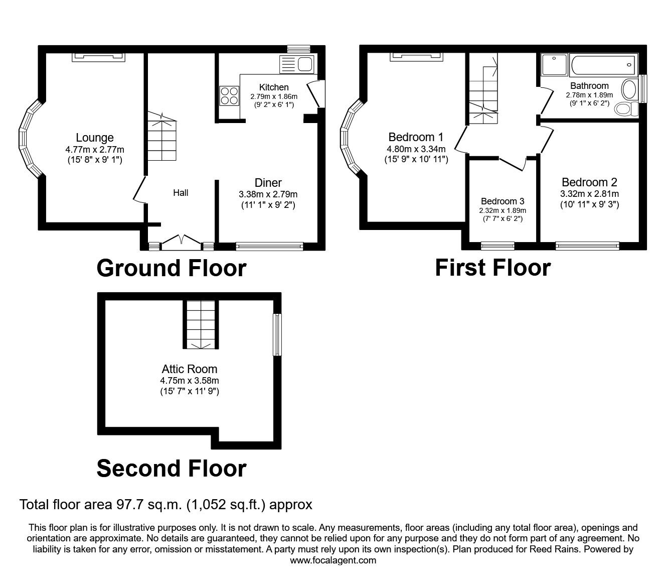 Floorplan of 3 bedroom End Terrace House to rent, Maude Street, Rhyl, Clwyd, LL18