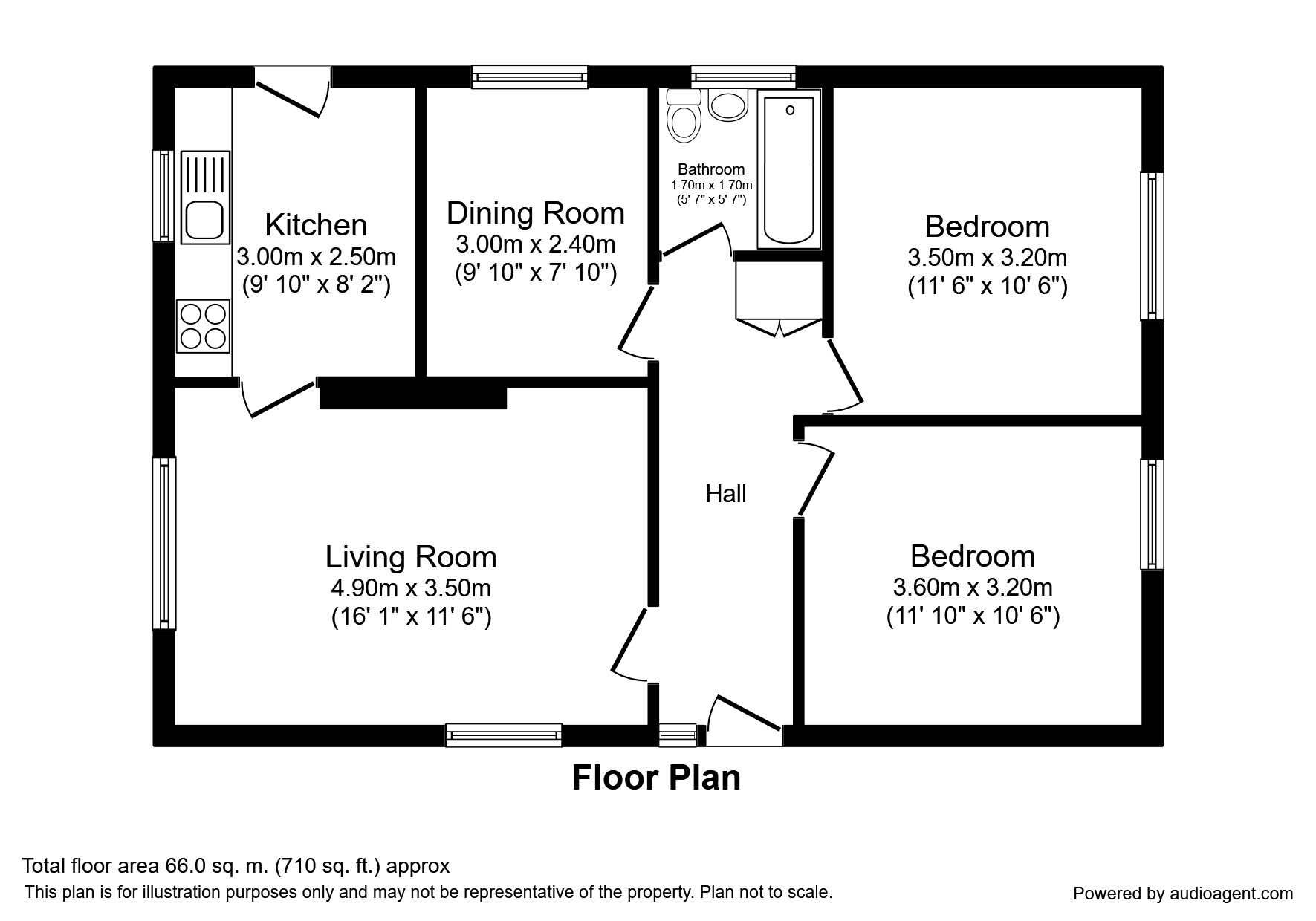 Floorplan of 3 bedroom Detached Bungalow to rent, Wenfro, Abergele, Clwyd, LL22