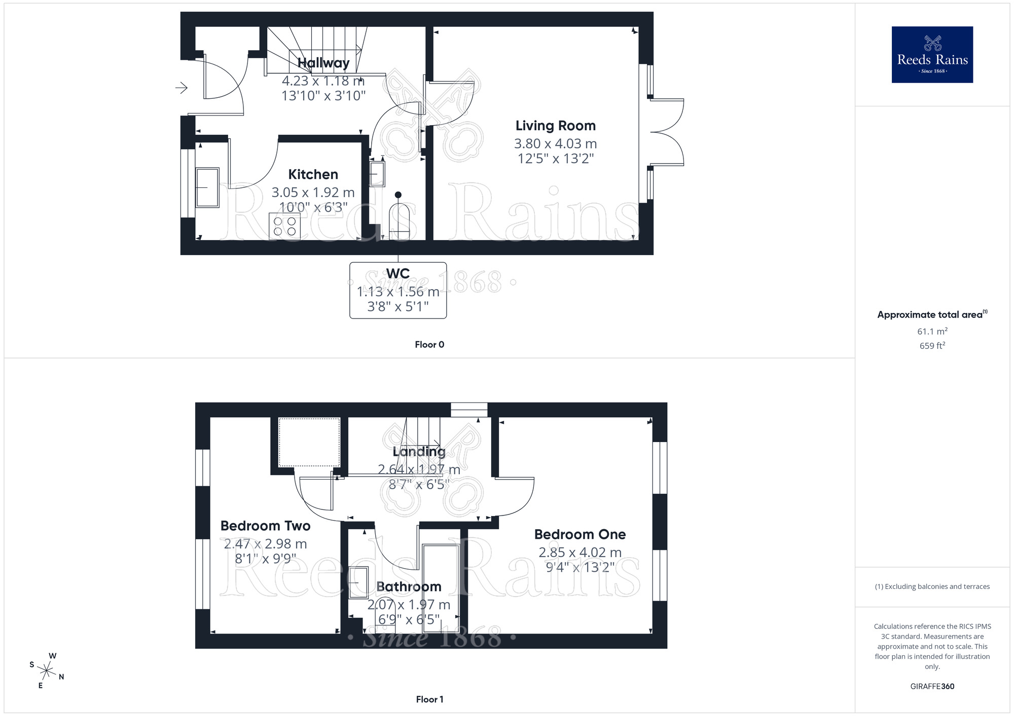 Floorplan of 2 bedroom Semi Detached House for sale, Clos Bodrhyddan, Rhyl, Denbighshire, LL18