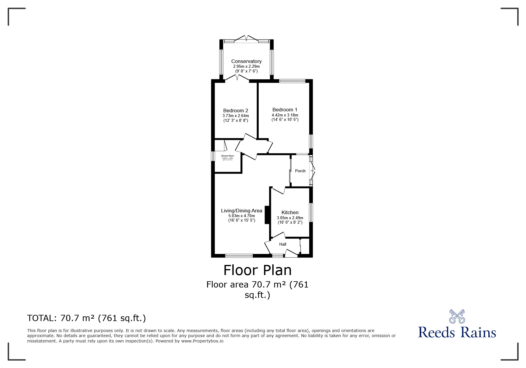 Floorplan of 2 bedroom Detached Bungalow for sale, Trem Y Bont, Kinmel Bay, Conwy, LL18