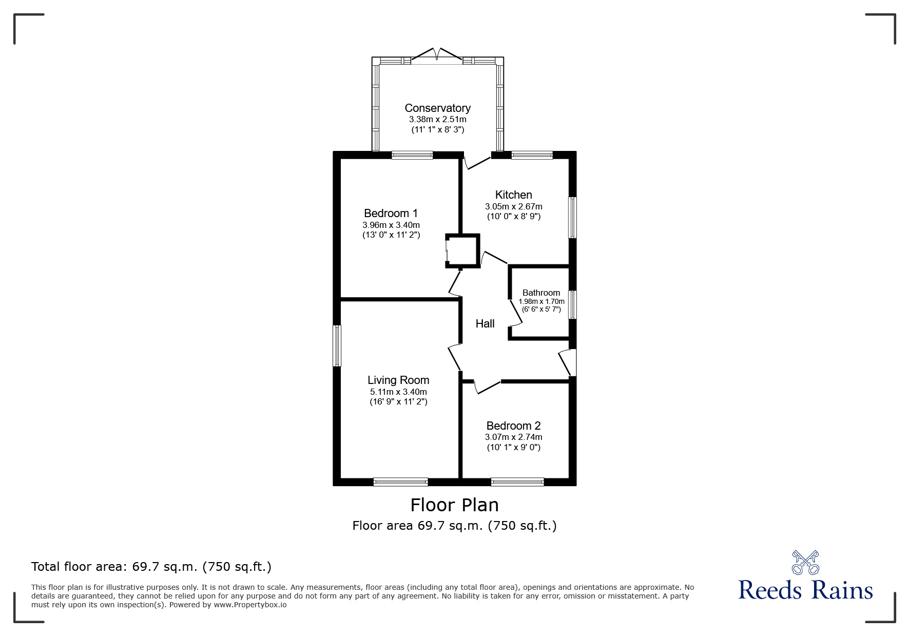 Floorplan of 2 bedroom Detached Bungalow for sale, Lowther Close, Kinmel Bay, Conwy, LL18
