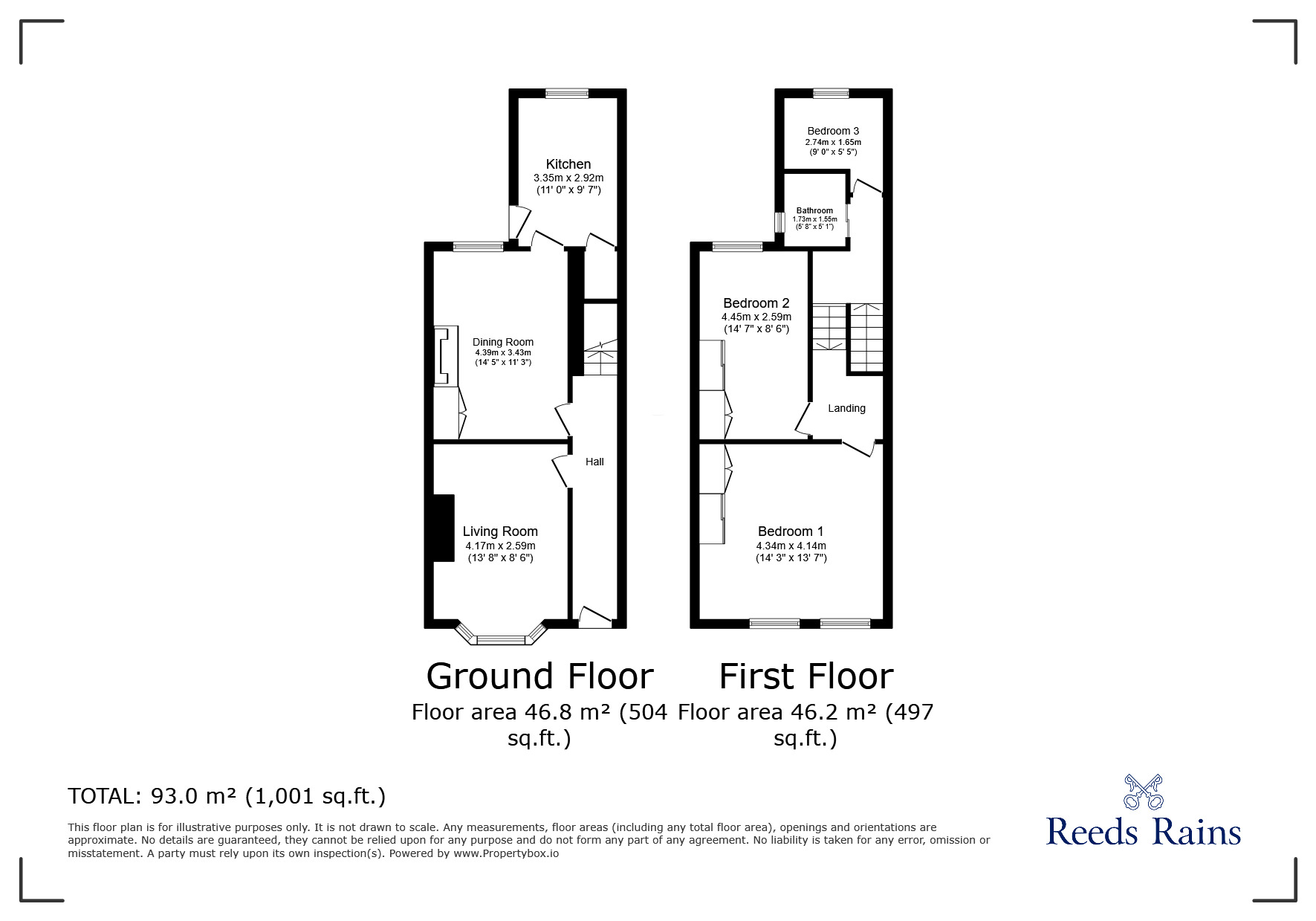 Floorplan of 3 bedroom Mid Terrace House for sale, Sandfield Place, Rhyl, Denbighshire, LL18