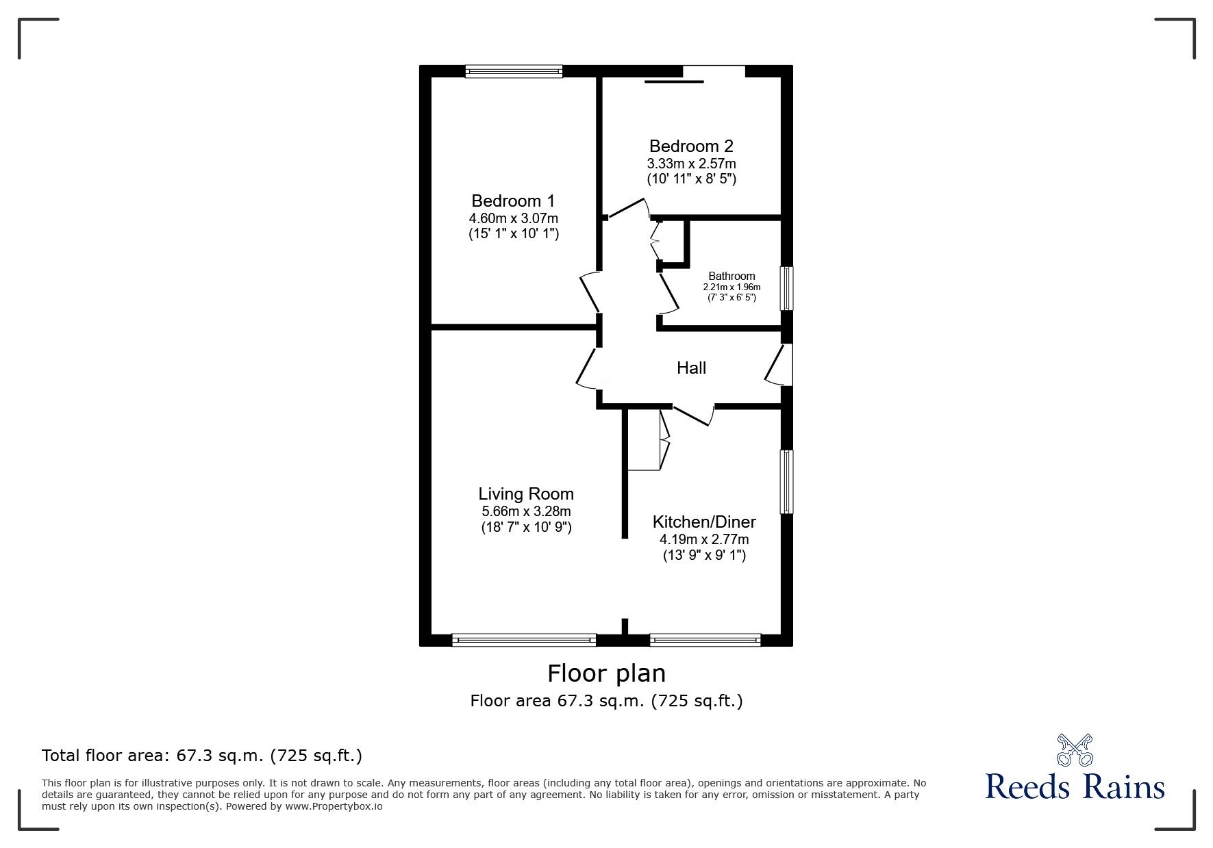 Floorplan of 2 bedroom Detached Bungalow for sale, Magnolia Court, Rhyl, Denbighshire, LL18