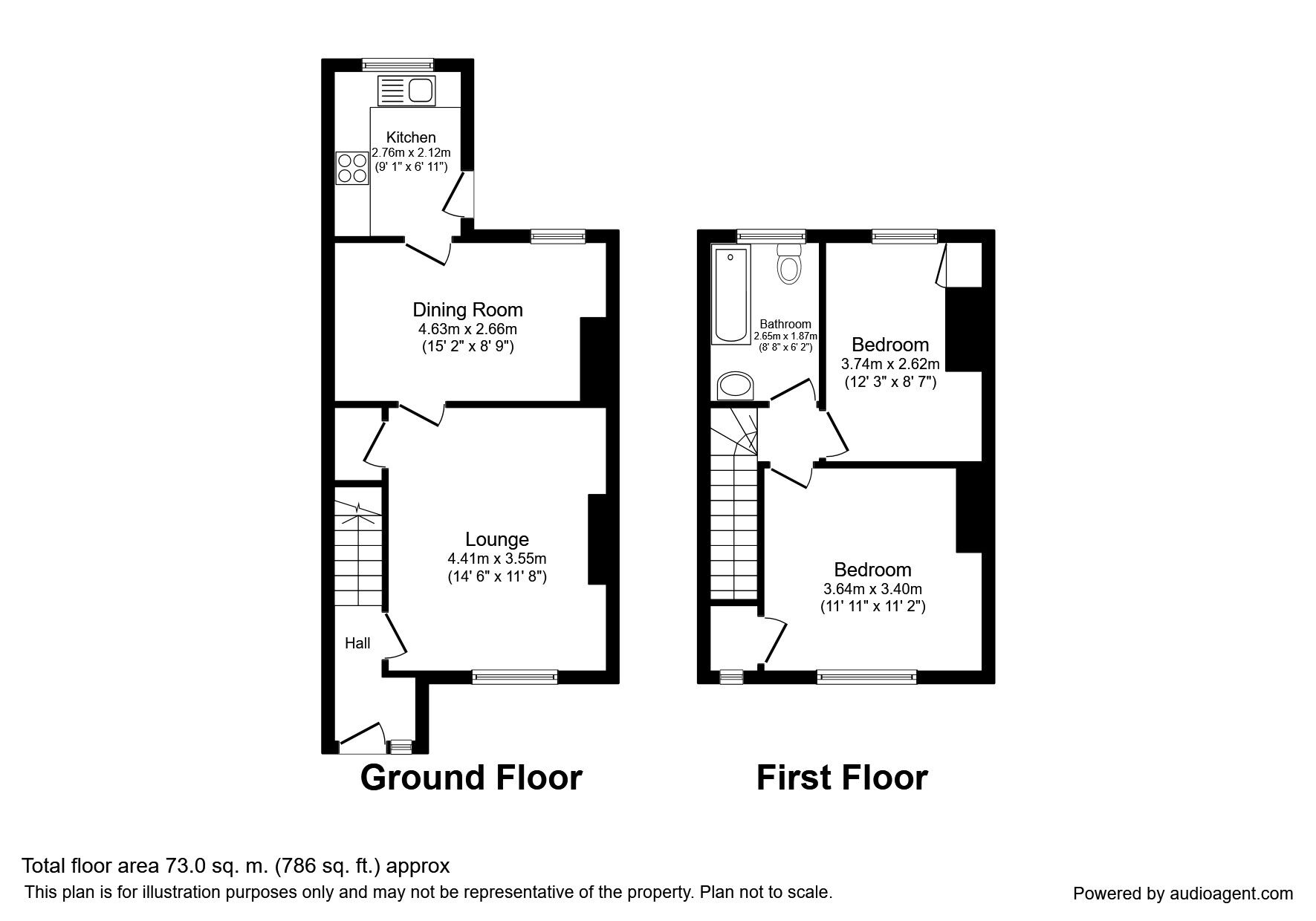 Floorplan of 2 bedroom Mid Terrace House to rent, Marsh Road, Rhyl, Denbighshire, LL18