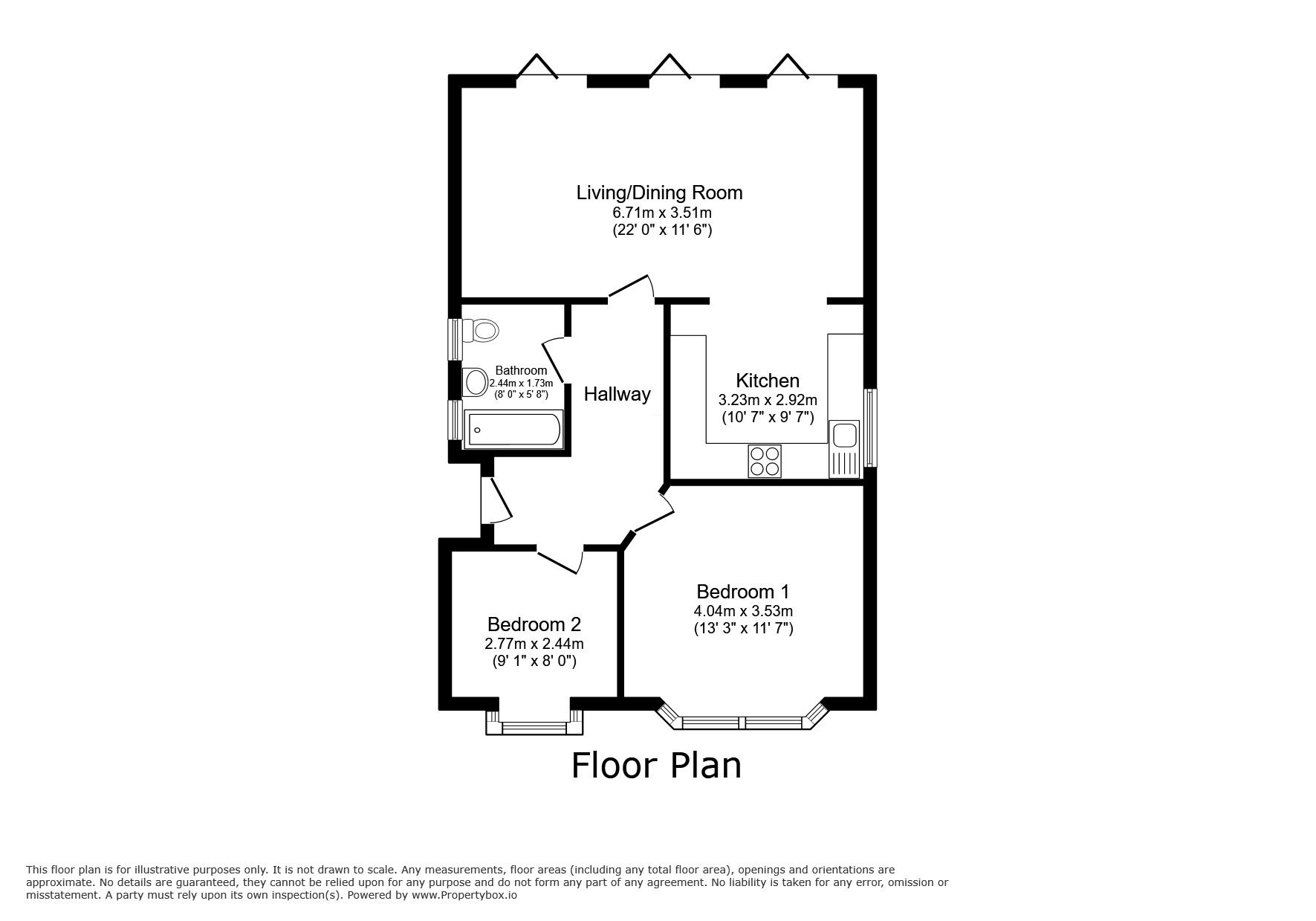 Floorplan of 2 bedroom Detached Bungalow for sale, Calthorpe Drive, Prestatyn, Denbighshire, LL19