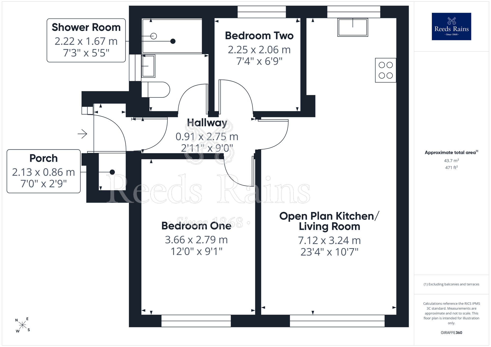 Floorplan of 2 bedroom Flat for sale, Grosvenor Road, Rhyl, Denbighshire, LL18