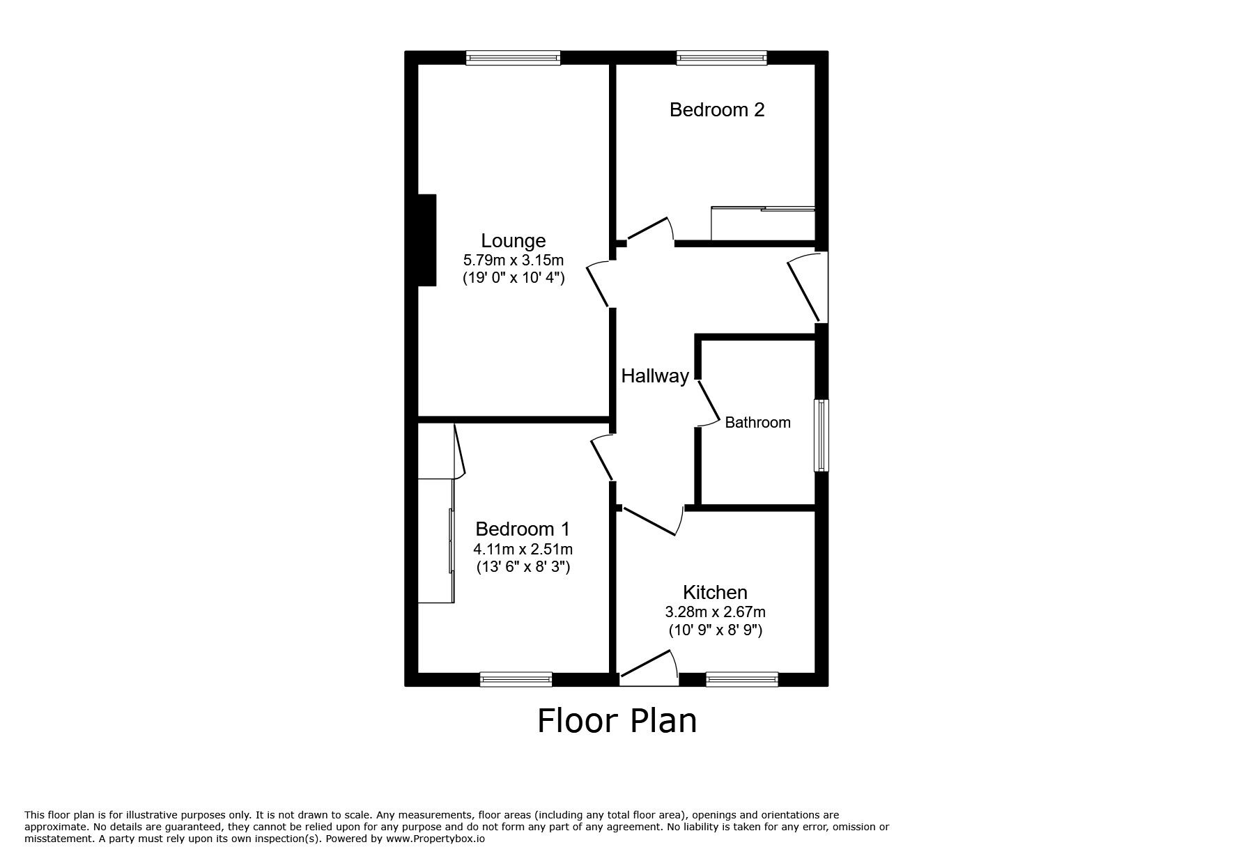 Floorplan of 2 bedroom Semi Detached Bungalow to rent, Awelon Mor, Prestatyn, Denbighshire, LL19