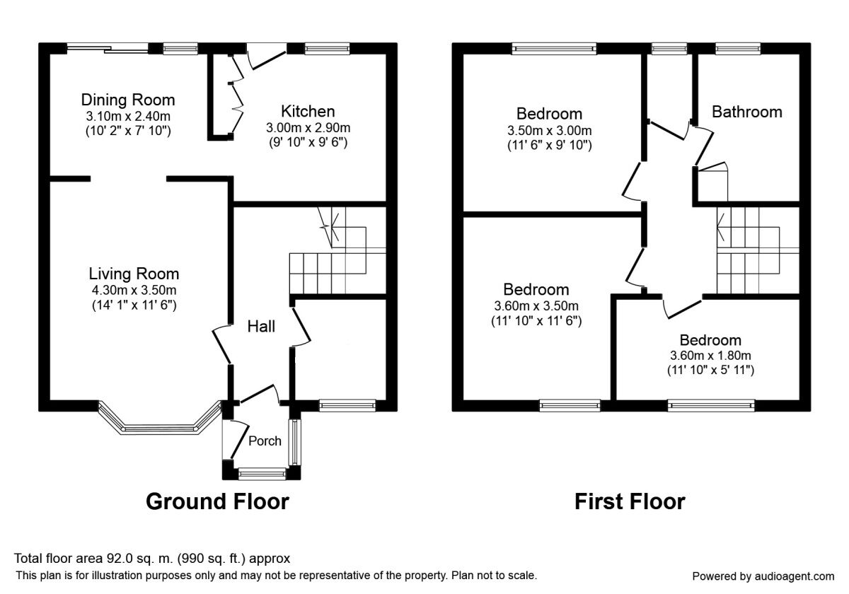 Floorplan of 3 bedroom Mid Terrace House for sale, Cae Glas, Colwyn Bay, Conwy, LL29
