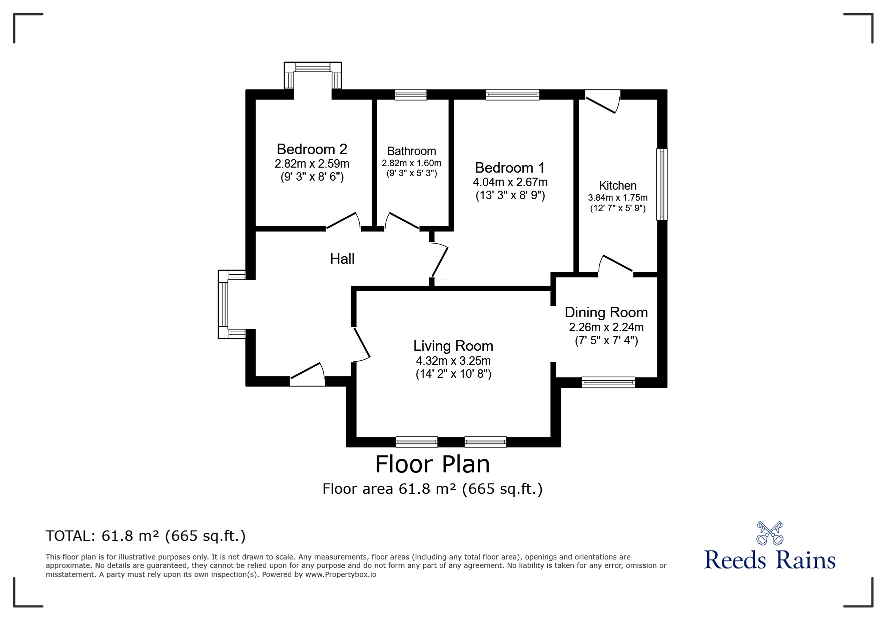 Floorplan of 2 bedroom Detached Bungalow for sale, Towyn Road, Towyn, Conwy, LL22