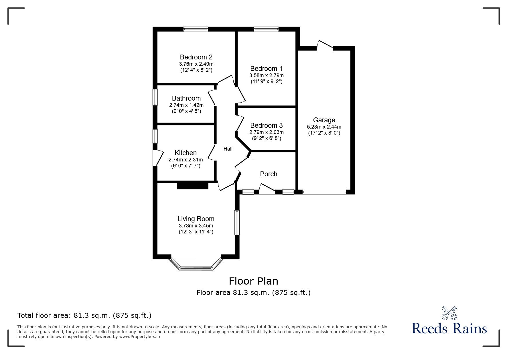 Floorplan of 3 bedroom Semi Detached Bungalow for sale, Foryd Road, Kinmel Bay, Conwy, LL18