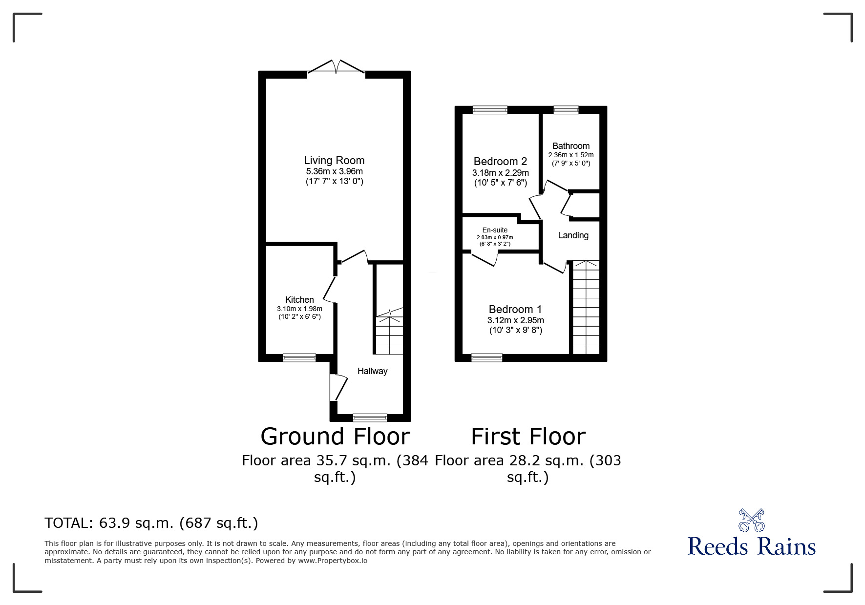 Floorplan of 2 bedroom Mid Terrace House to rent, Llys Miaren, Rhyl, Denbighshire, LL18