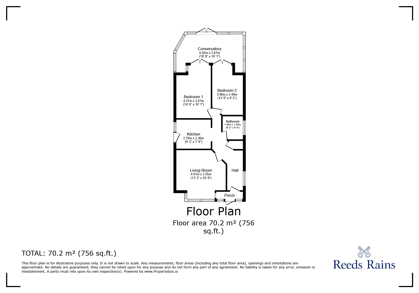 Floorplan of 2 bedroom Detached Bungalow for sale, Eaton Avenue, Rhyl, Denbighshire, LL18