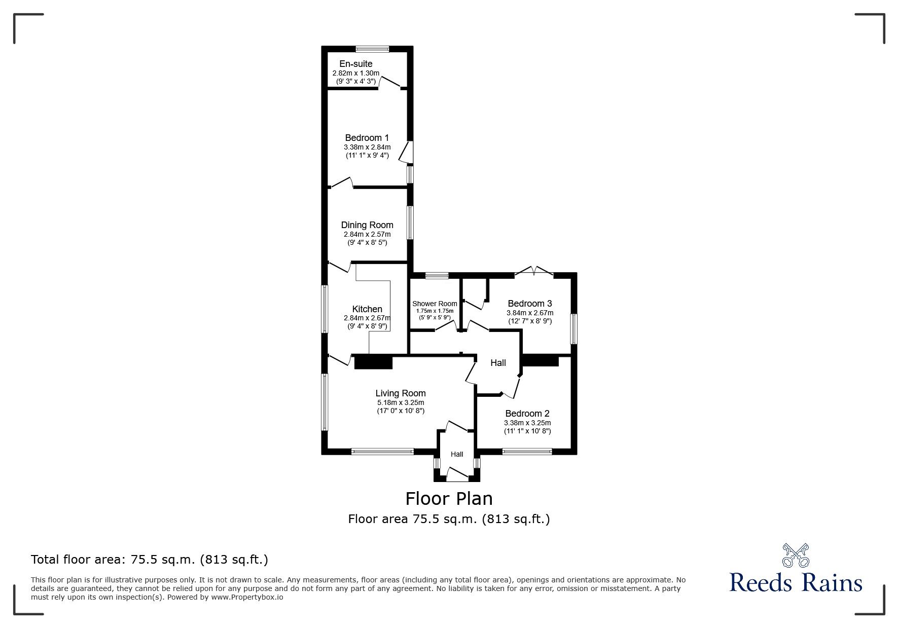 Floorplan of 3 bedroom Detached Bungalow for sale, Llugwy Road, Kinmel Bay, Conwy, LL18