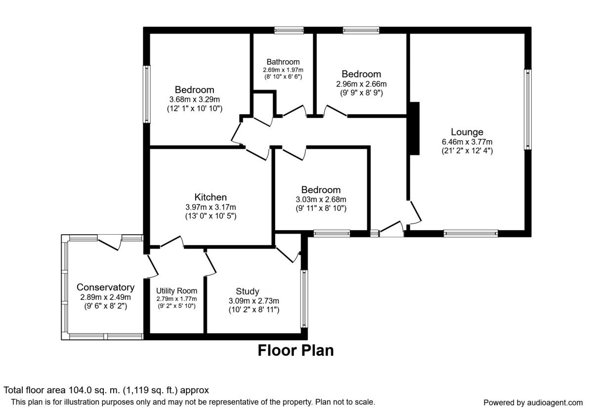 Floorplan of 3 bedroom Link Detached Bungalow for sale, Minffordd Road, Llanddulas, Conwy, LL22