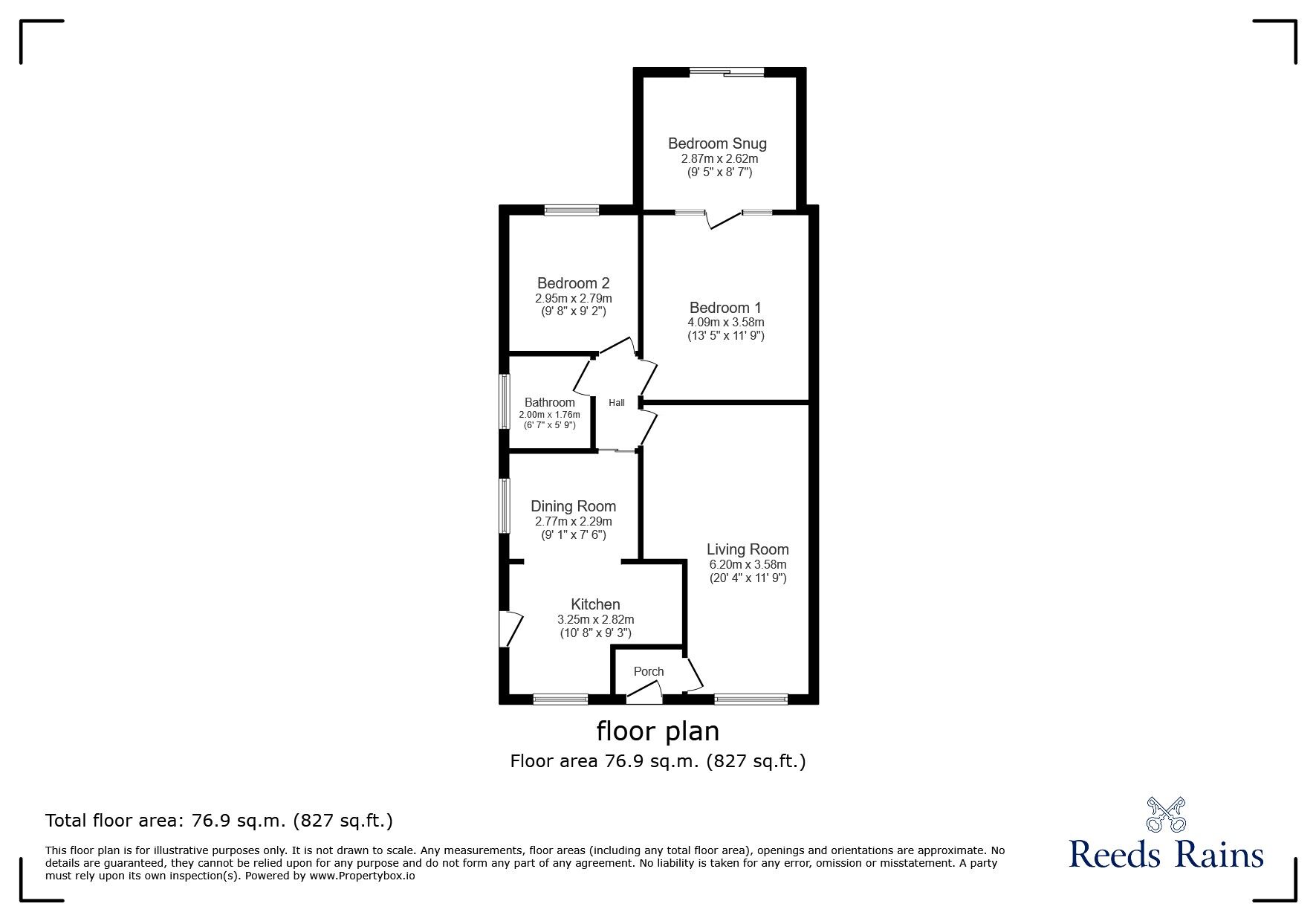 Floorplan of 2 bedroom Semi Detached Bungalow for sale, Bastion Close, Prestatyn, Denbighshire, LL19