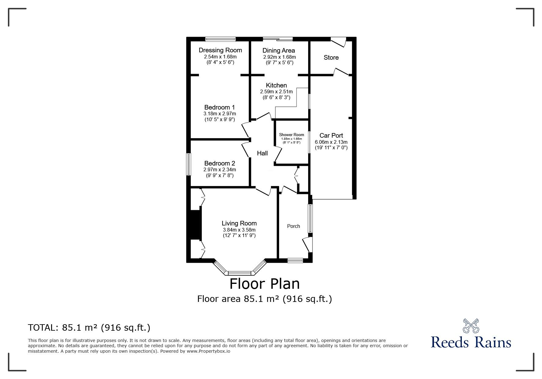 Floorplan of 2 bedroom Detached Bungalow for sale, Ffordd Ffynnon, Prestatyn, Denbighshire, LL19