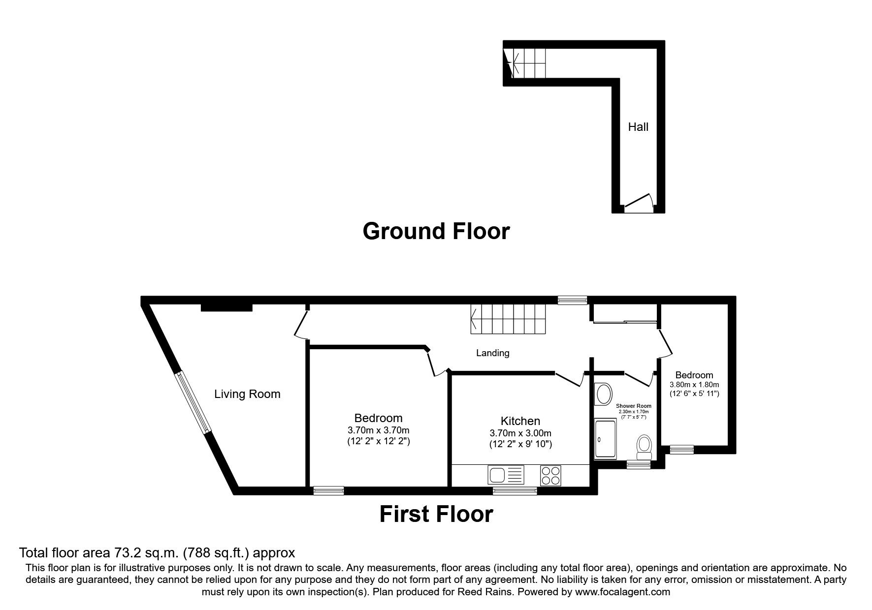 Floorplan of 2 bedroom  Flat to rent, 21 Clifton Villas, 21 Grange Road, Denbighshire, LL18