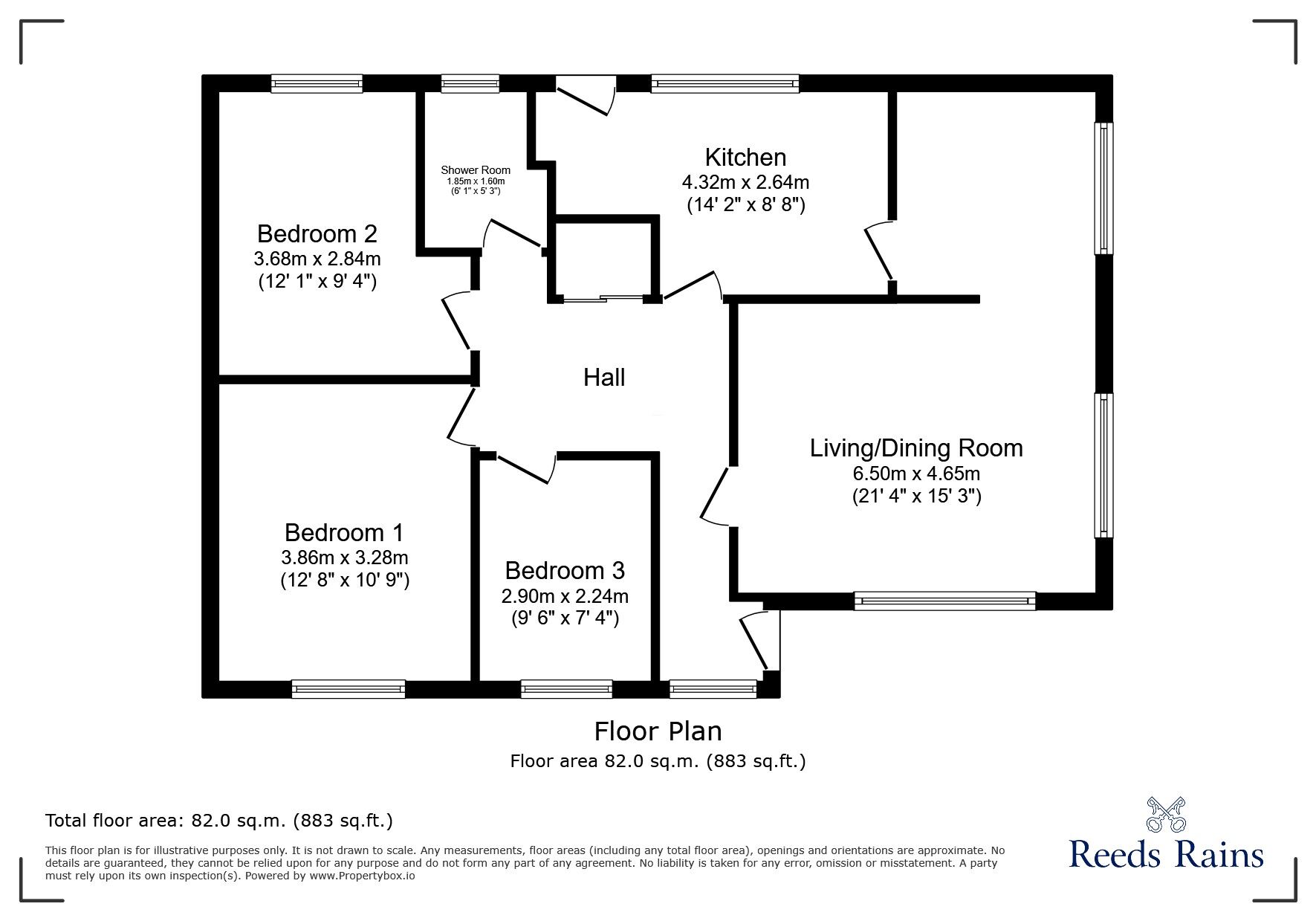 Floorplan of 3 bedroom Detached Bungalow for sale, Ffordd Siarl, St. Asaph, Denbighshire, LL17