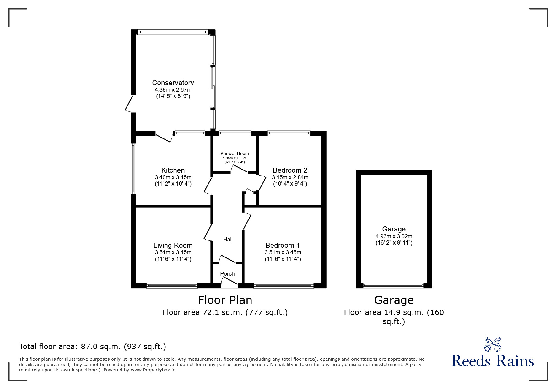 Floorplan of 2 bedroom Detached Bungalow for sale, Rhys Avenue, Kinmel Bay, Conwy, LL18
