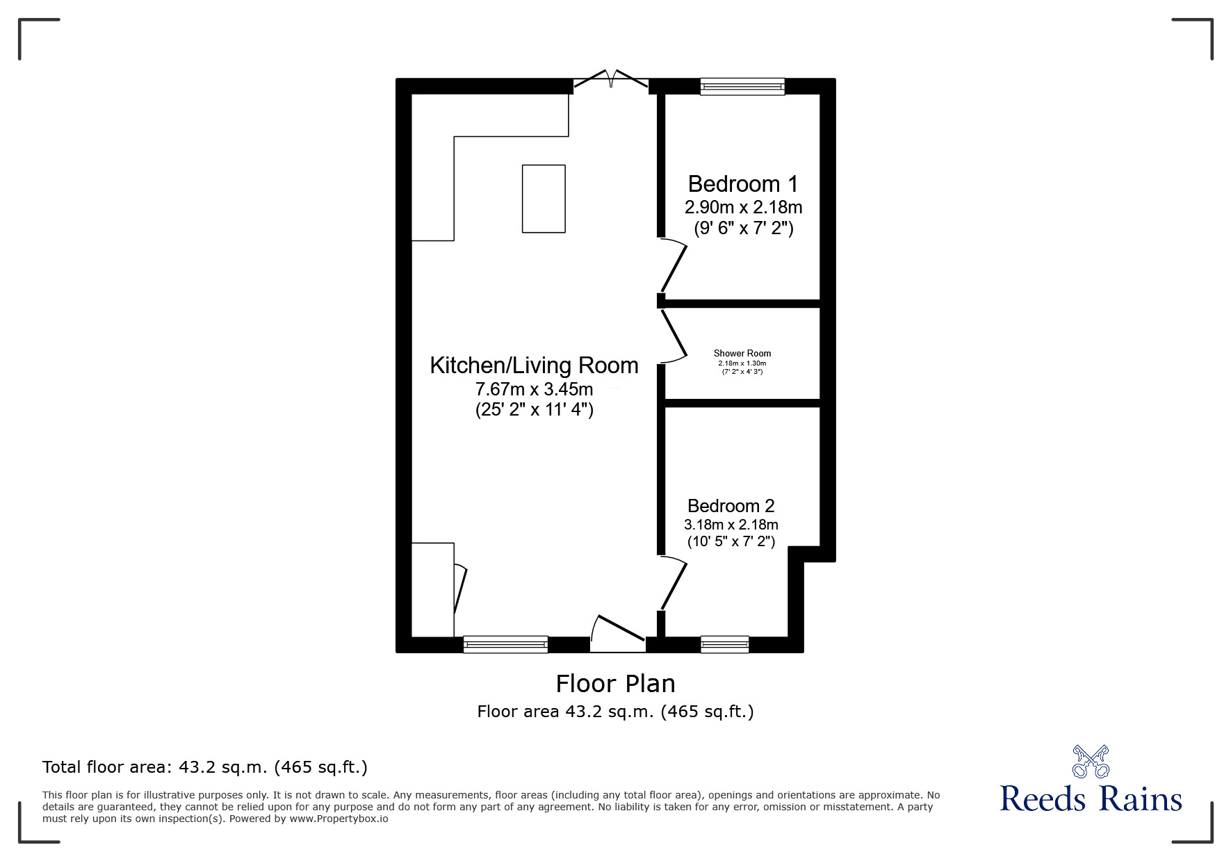 Floorplan of 2 bedroom Semi Detached Bungalow for sale, Willow Grove, Talacre, Flintshire, CH8