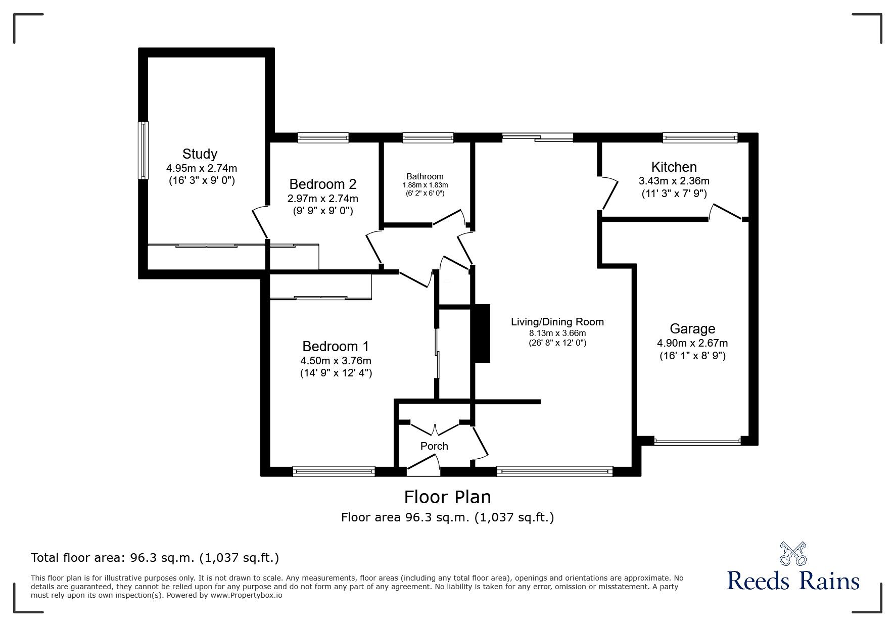 Floorplan of 2 bedroom Semi Detached Bungalow for sale, Sycamore Grove, Rhyl, Denbighshire, LL18