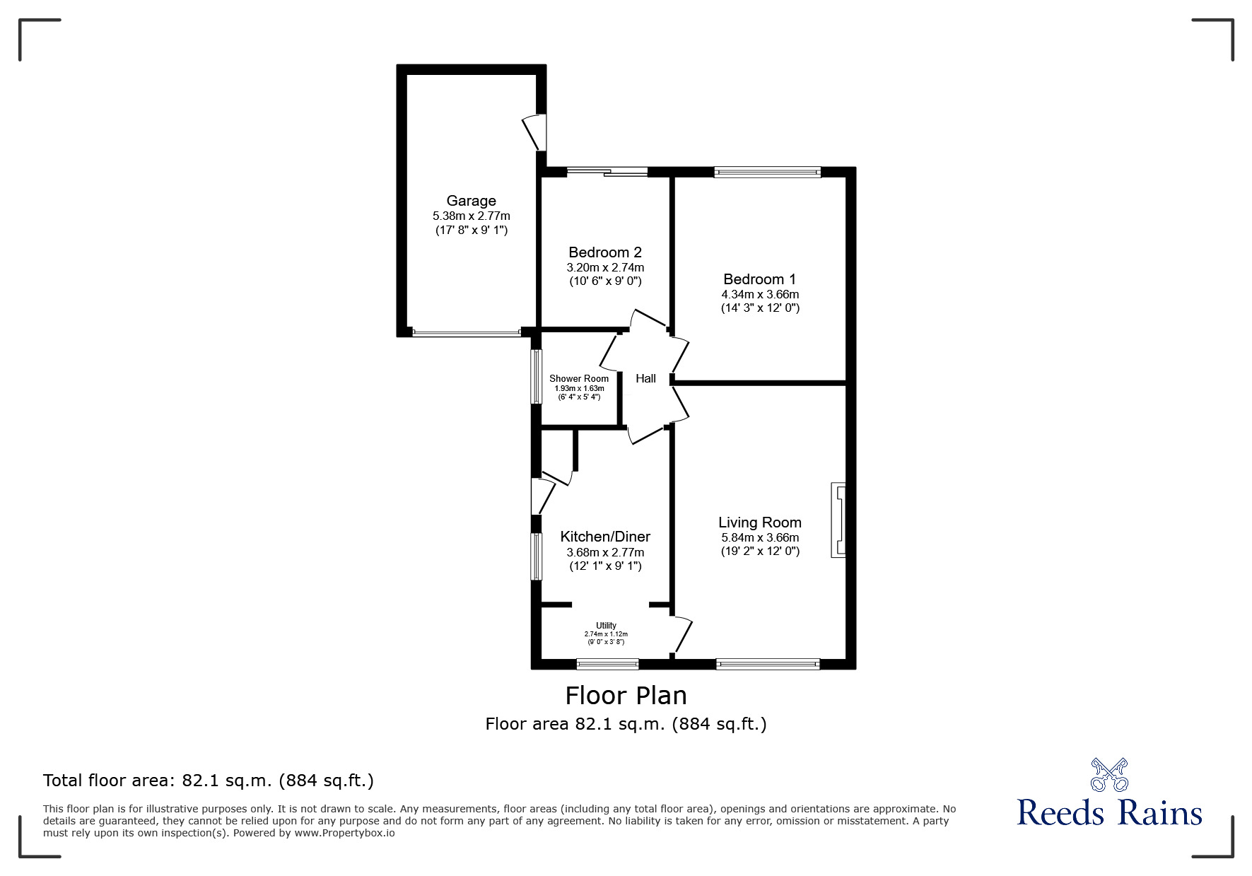 Floorplan of 2 bedroom Link Detached Bungalow for sale, Spruce Avenue, Rhyl, Denbighshire, LL18