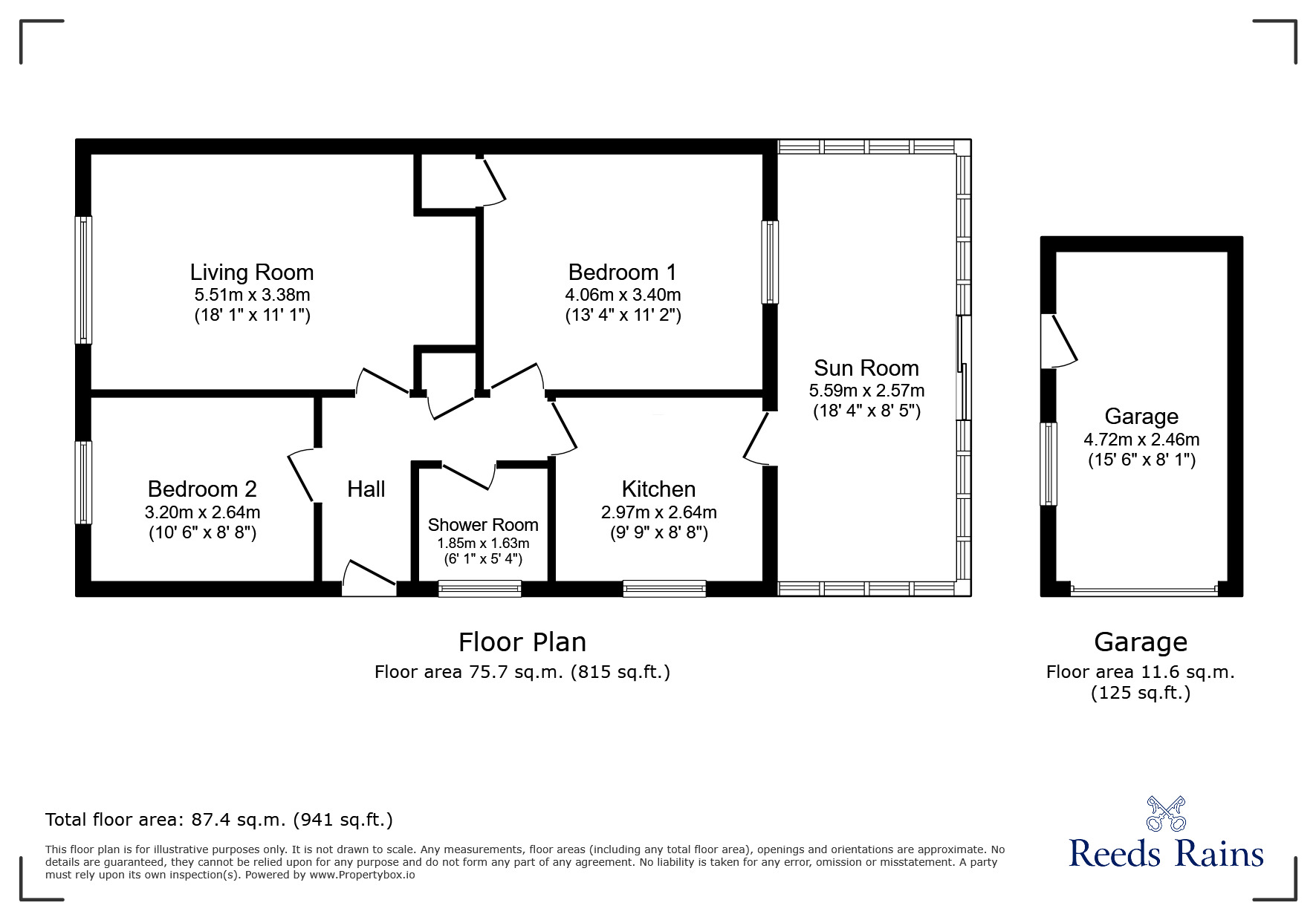 Floorplan of 2 bedroom Semi Detached Bungalow for sale, Coed Celyn, Abergele, Conwy, LL22