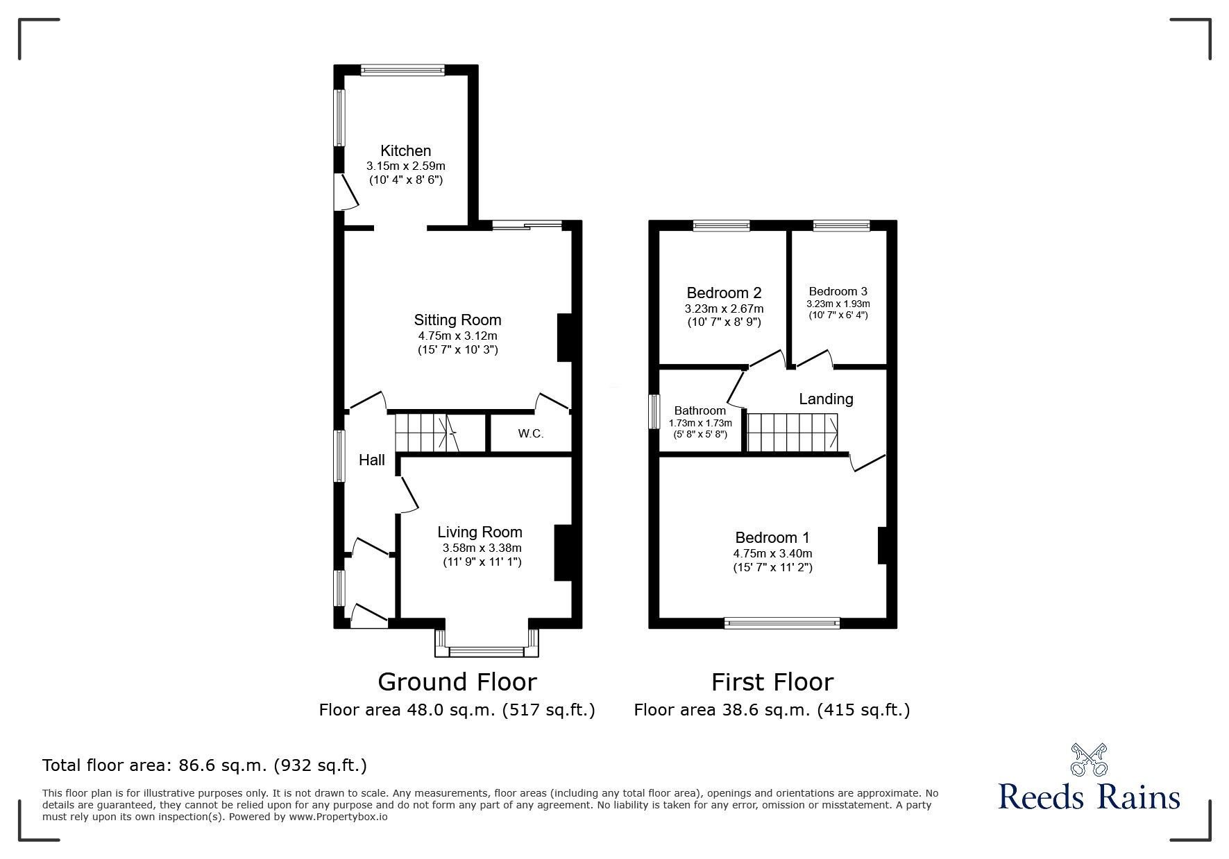 Floorplan of 3 bedroom Semi Detached House for sale, St. Margarets Drive, Rhyl, Denbighshire, LL18