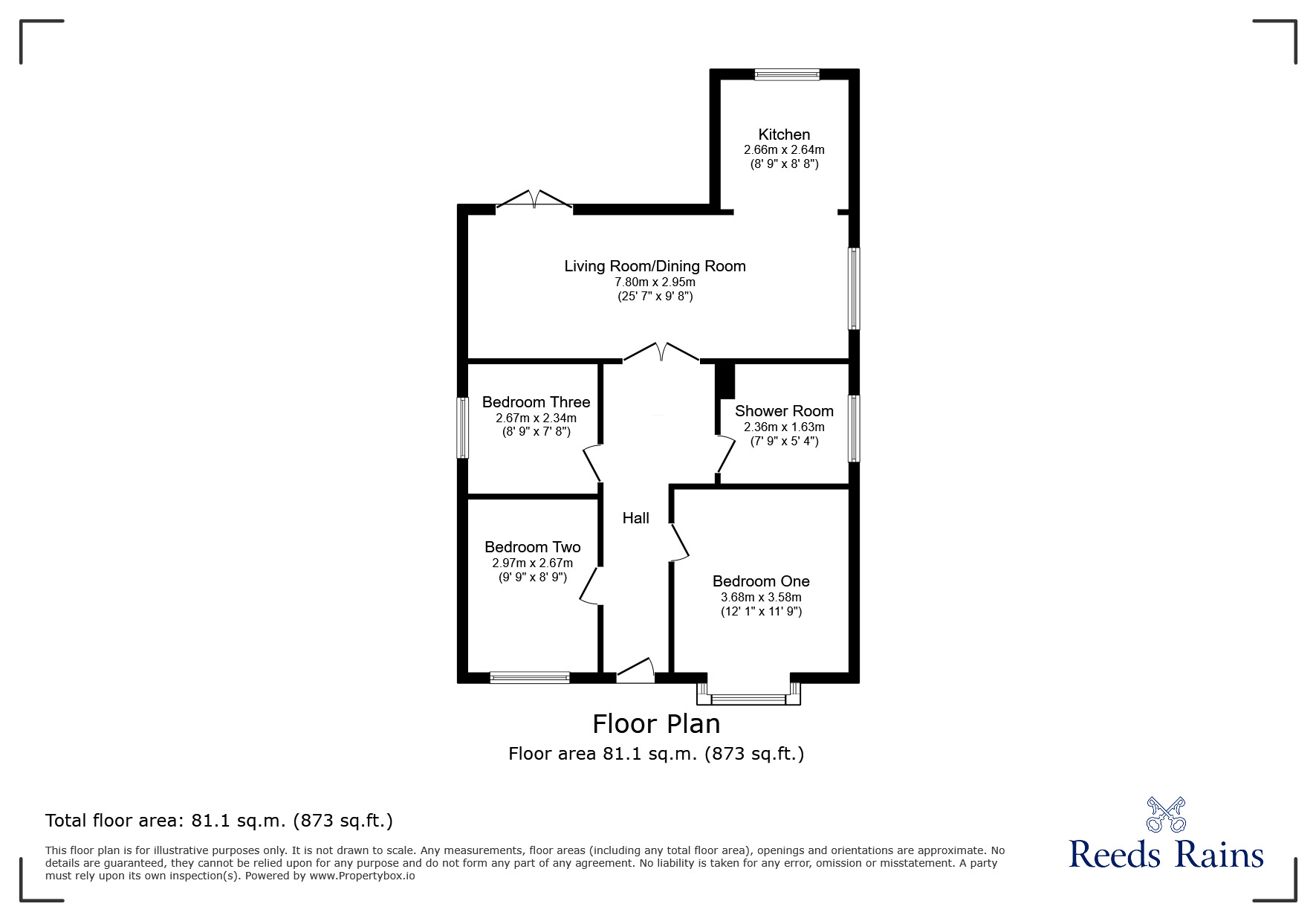 Floorplan of 3 bedroom Detached Bungalow for sale, Oakwood Road, Rhyl, Denbighshire, LL18