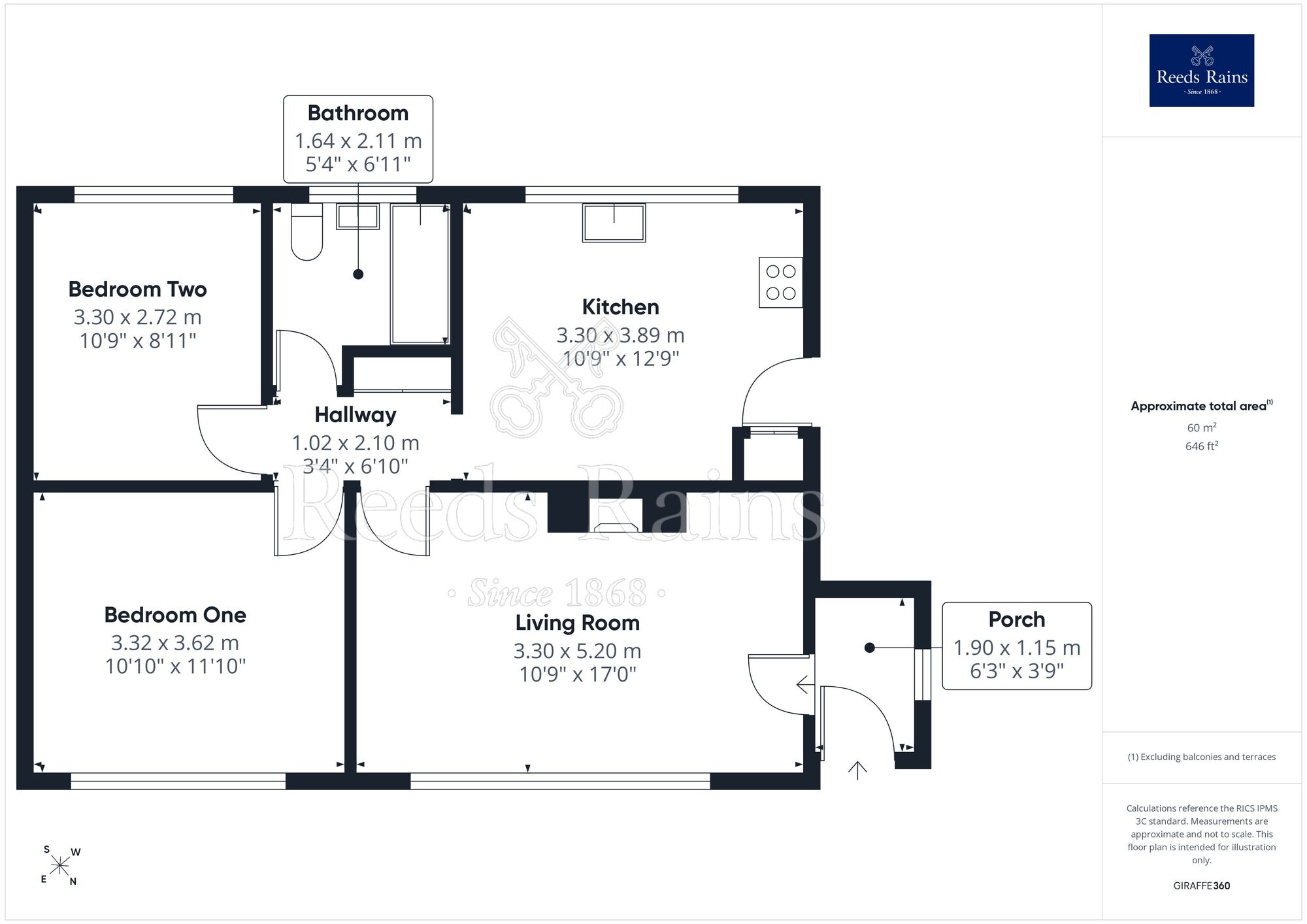Floorplan of 2 bedroom Detached Bungalow for sale, Ffordd Onnen, Prestatyn, Denbighshire, LL19