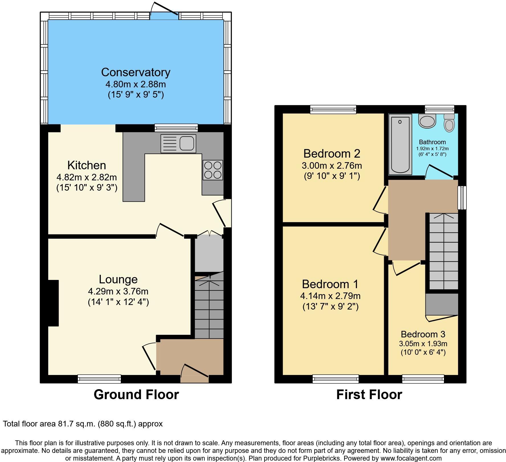 Floorplan of 3 bedroom Semi Detached House for sale, Bryn Elian Grove, Kinmel Bay, Conwy, LL18