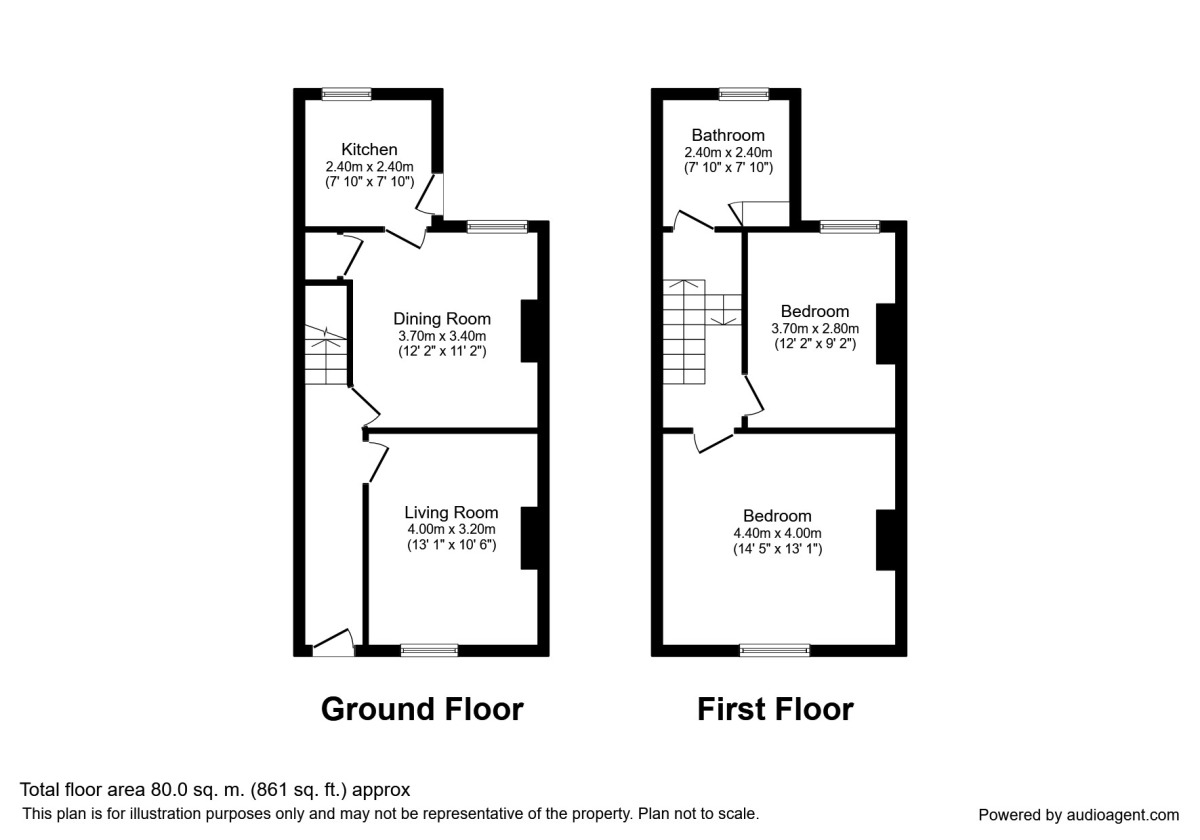 Floorplan of 2 bedroom End Terrace House to rent, Warren Road, Rhyl, Denbighshire, LL18