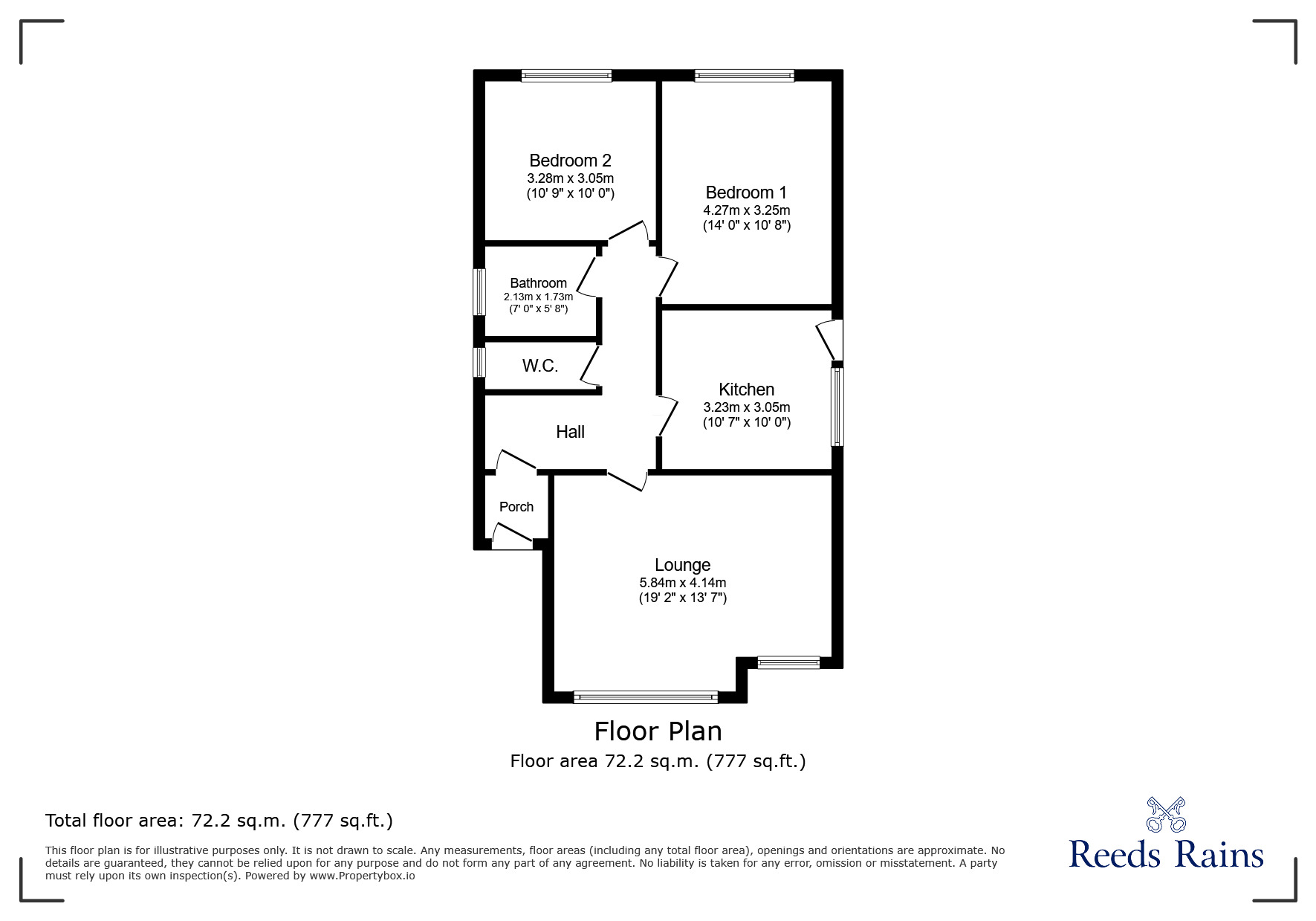 Floorplan of 2 bedroom Detached Bungalow to rent, Hendre Court, Prestatyn, Denbighshire, LL19