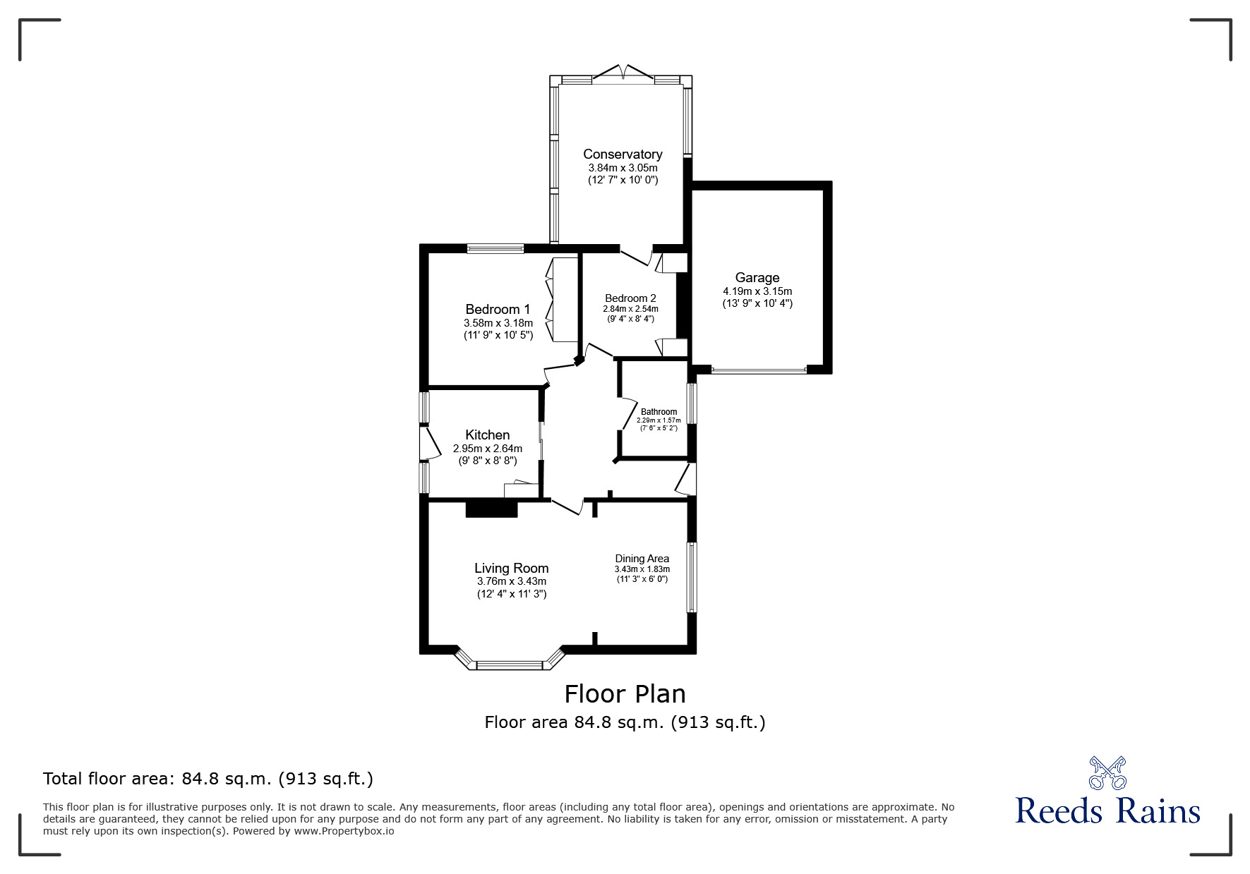 Floorplan of 2 bedroom Detached Bungalow for sale, Bryn Road, Towyn, Conwy, LL22