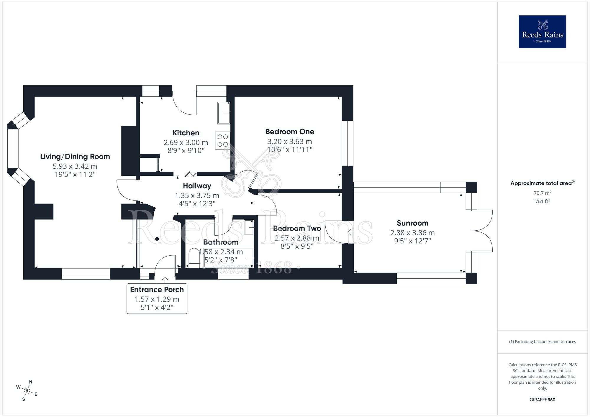 Floorplan of 2 bedroom Detached Bungalow for sale, Bryn Road, Towyn, Conwy, LL22