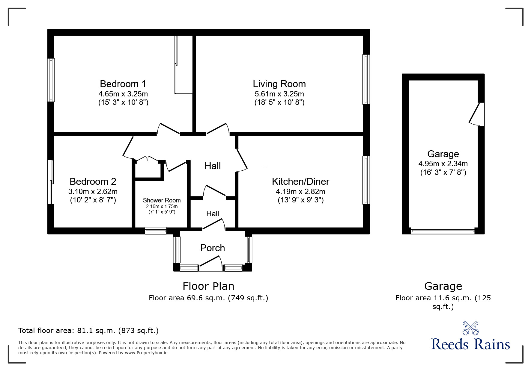 Floorplan of 2 bedroom Semi Detached Bungalow for sale, Laburnum Drive, Rhyl, Denbighshire, LL18