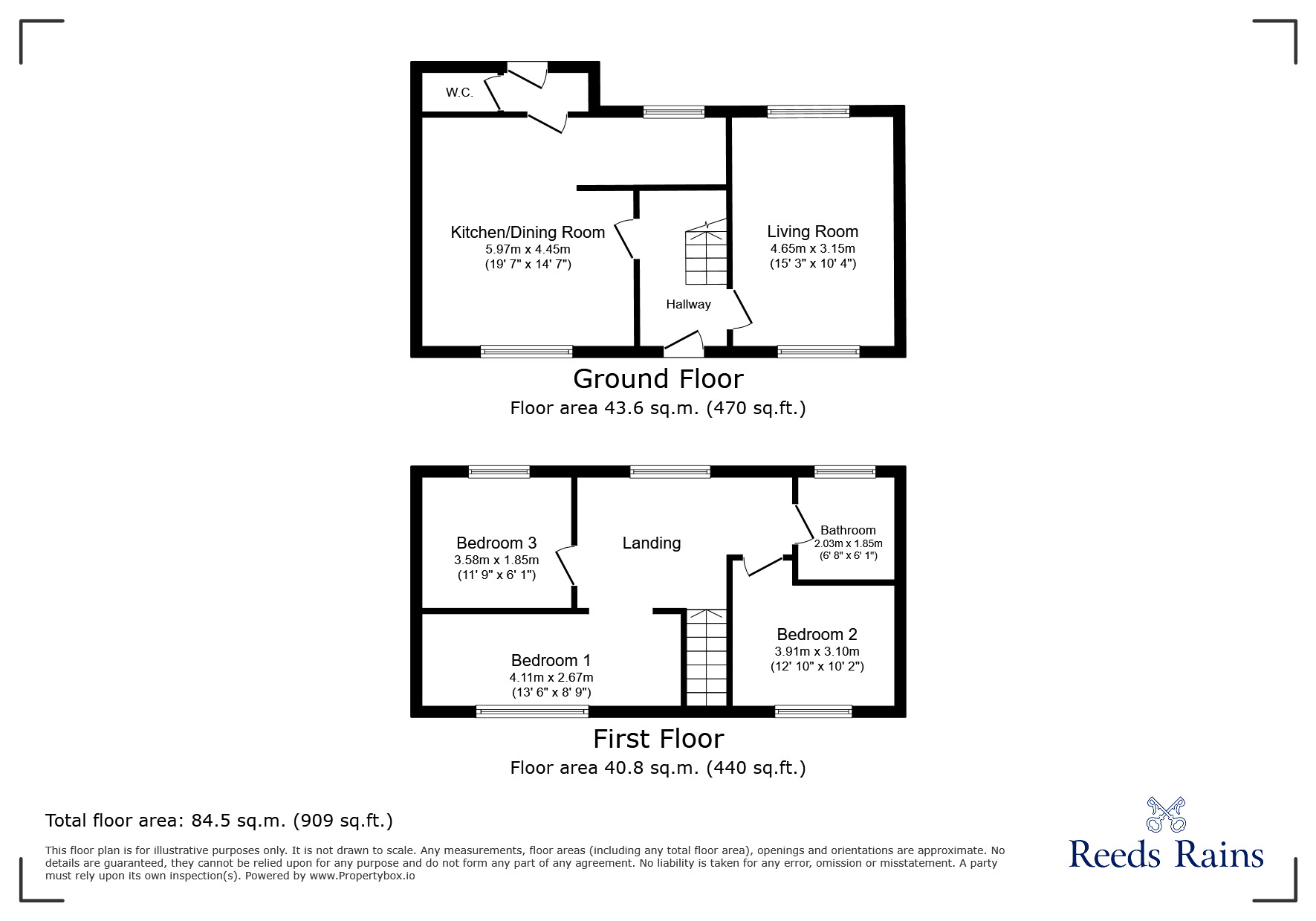 Floorplan of 3 bedroom Mid Terrace House for sale, Maes Canol, Abergele, Conwy, LL22
