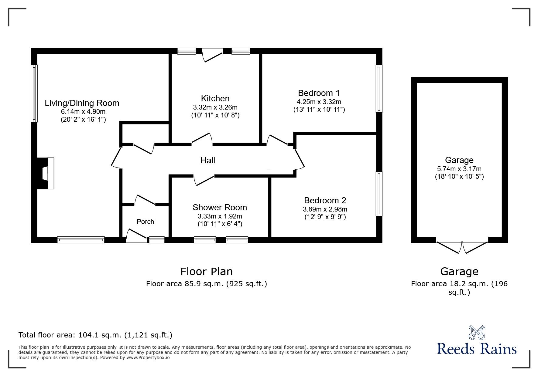 Floorplan of 2 bedroom Detached Bungalow for sale, Lon Garnedd, Abergele, Conwy, LL22
