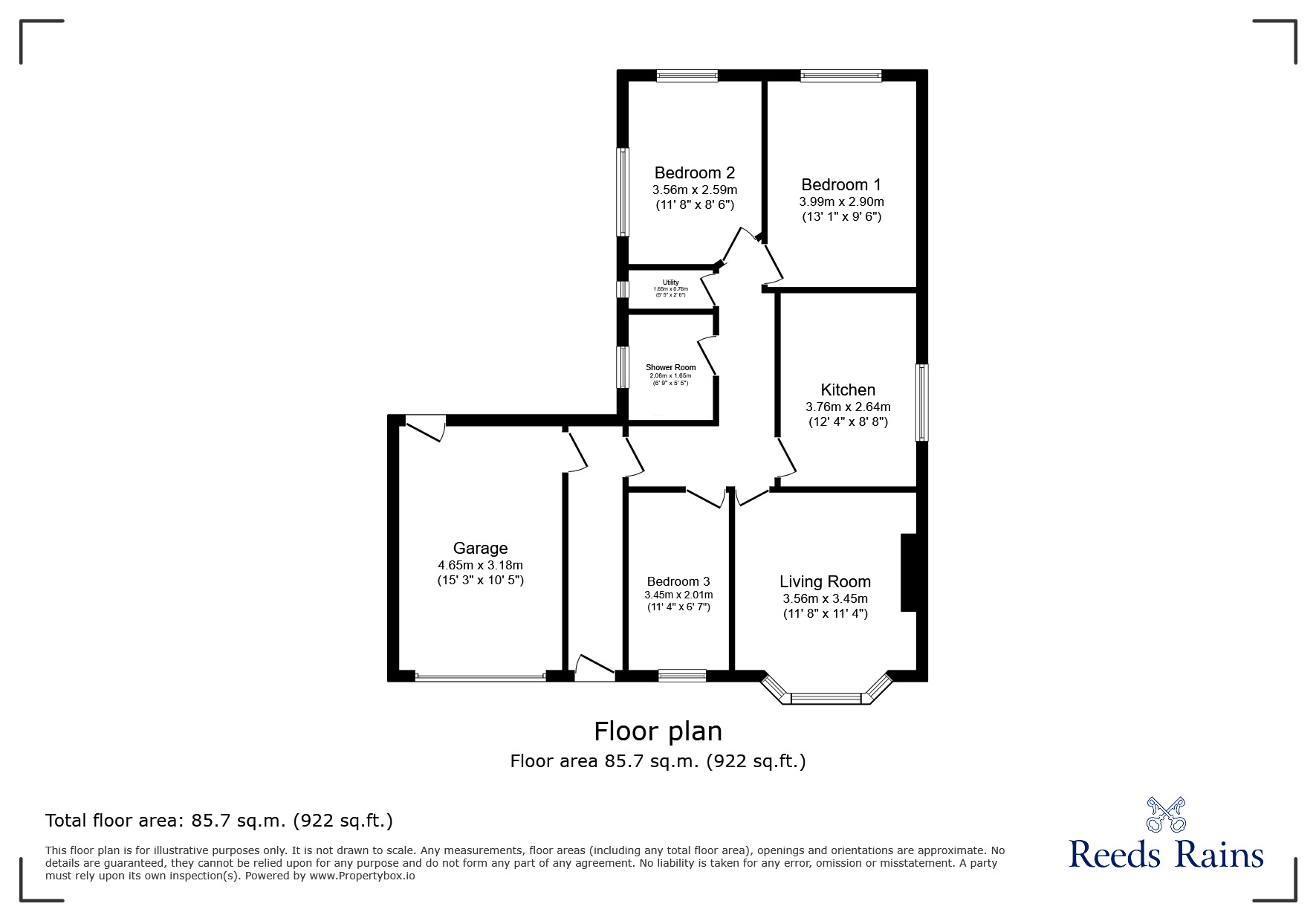 Floorplan of 3 bedroom Detached Bungalow for sale, Molineaux Road, Rhyl, Denbighshire, LL18
