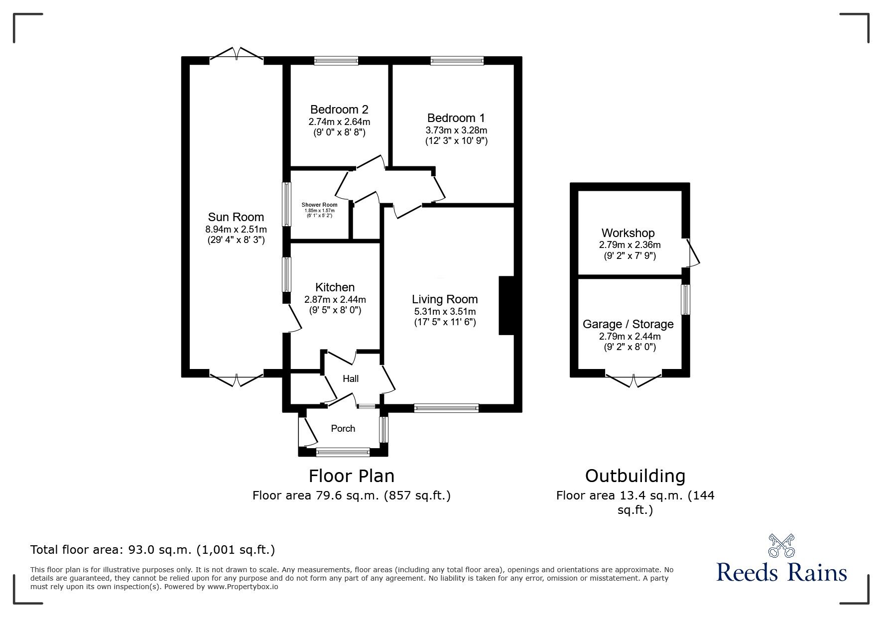 Floorplan of 2 bedroom Semi Detached Bungalow for sale, Llys Charles, Towyn, Conwy, LL22