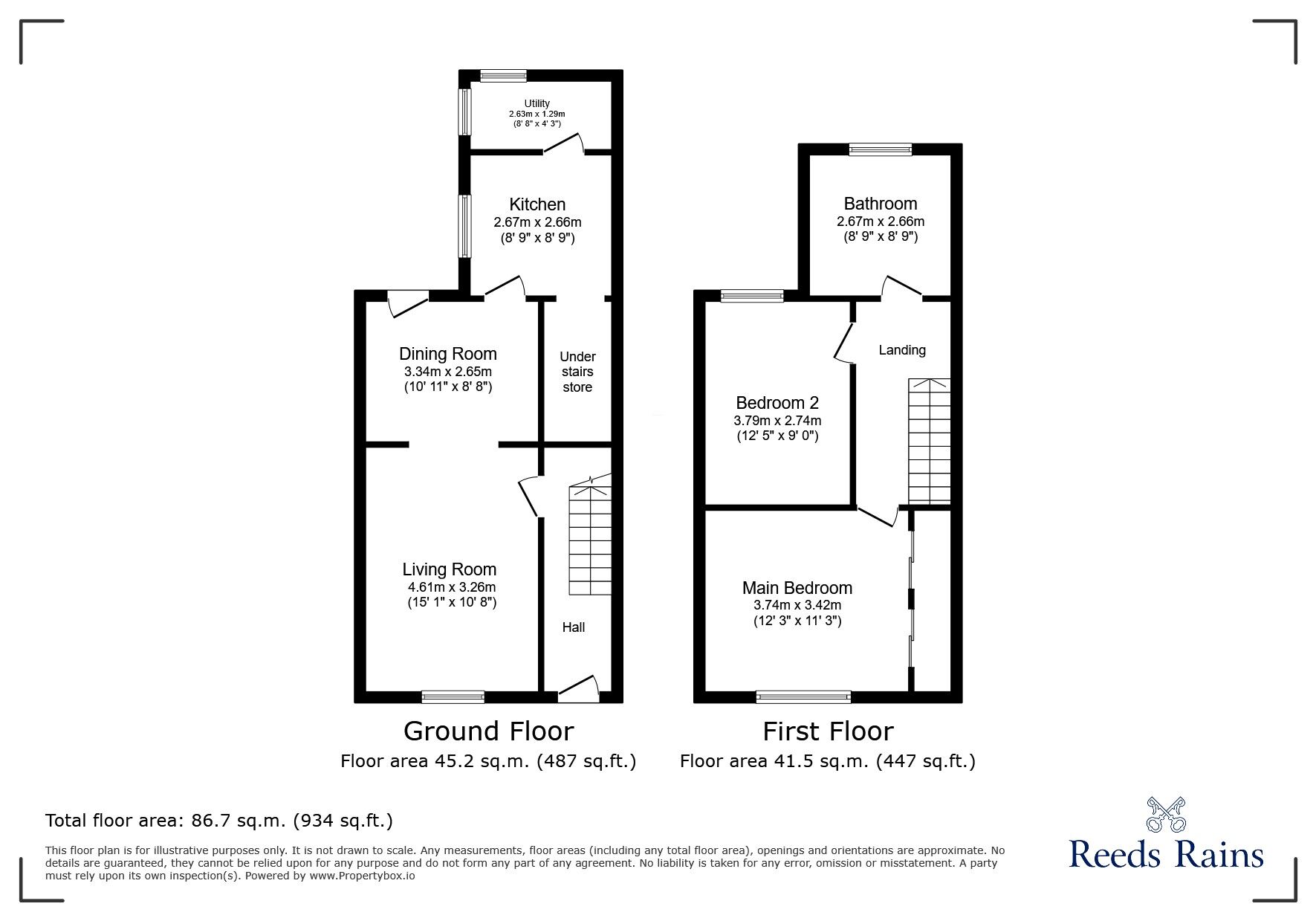 Floorplan of 2 bedroom Mid Terrace House for sale, Osborne Grove, Denbighshire, LL18
