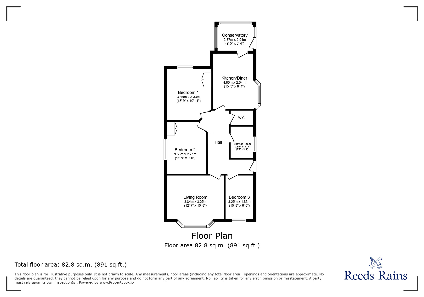 Floorplan of 3 bedroom Detached Bungalow for sale, Doren Avenue, Rhyl, Denbighshire, LL18