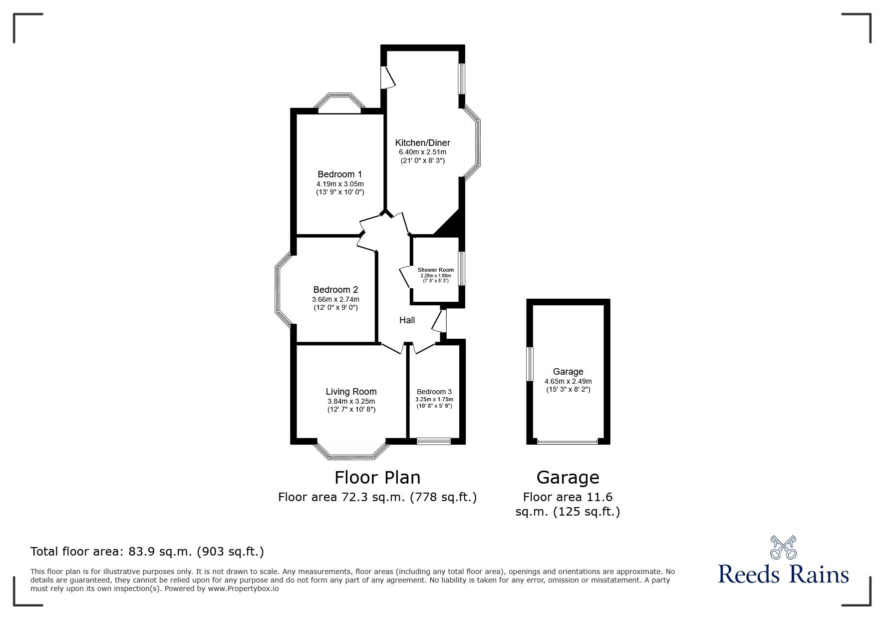 Floorplan of 3 bedroom Detached Bungalow for sale, Shaun Close, Rhyl, Denbighshire, LL18