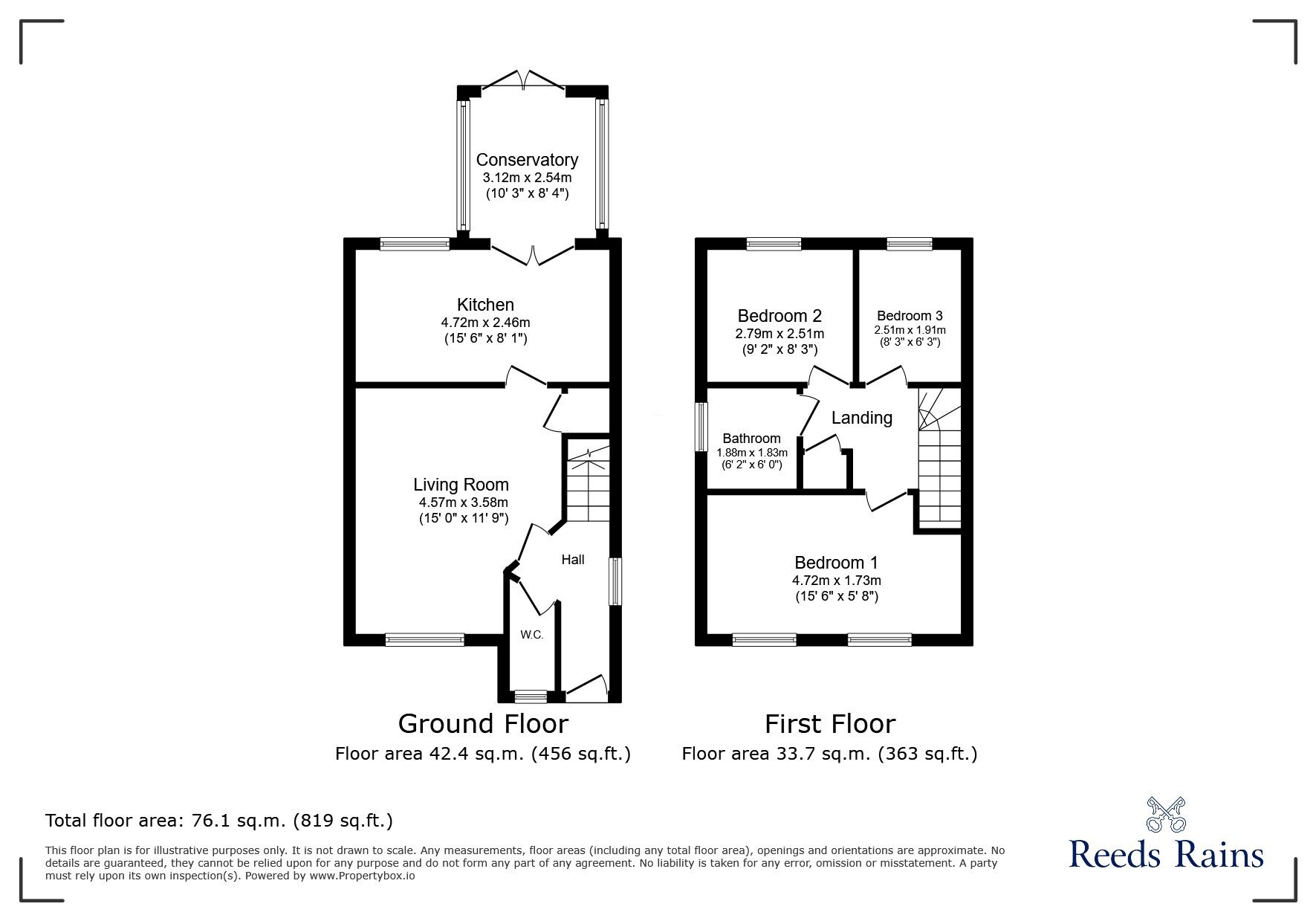 Floorplan of 3 bedroom Detached House for sale, Roseview Crescent, Kinmel Bay, Conwy, LL18