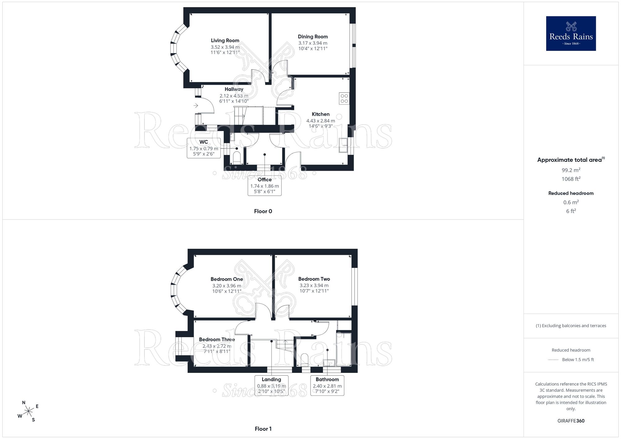 Floorplan of 3 bedroom Detached House for sale, Lynton Walk, Rhyl, Denbighshire, LL18