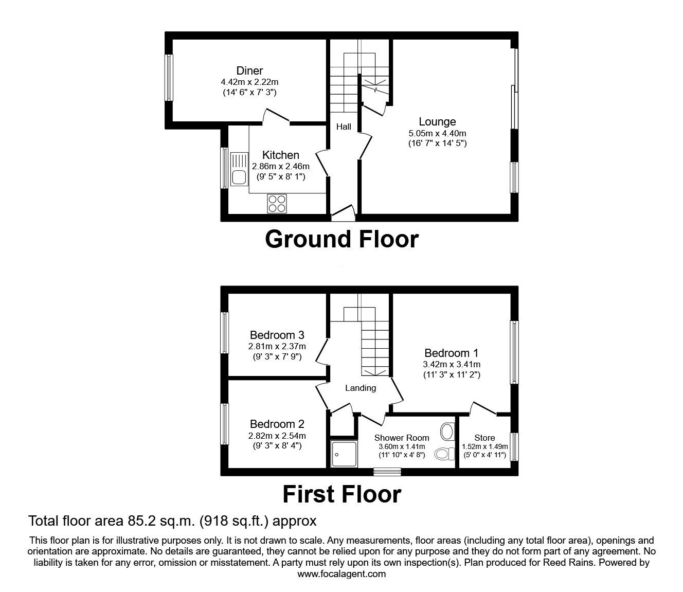 Floorplan of 3 bedroom Semi Detached House for sale, Bron Haul, Rhyl, Denbighshire, LL18
