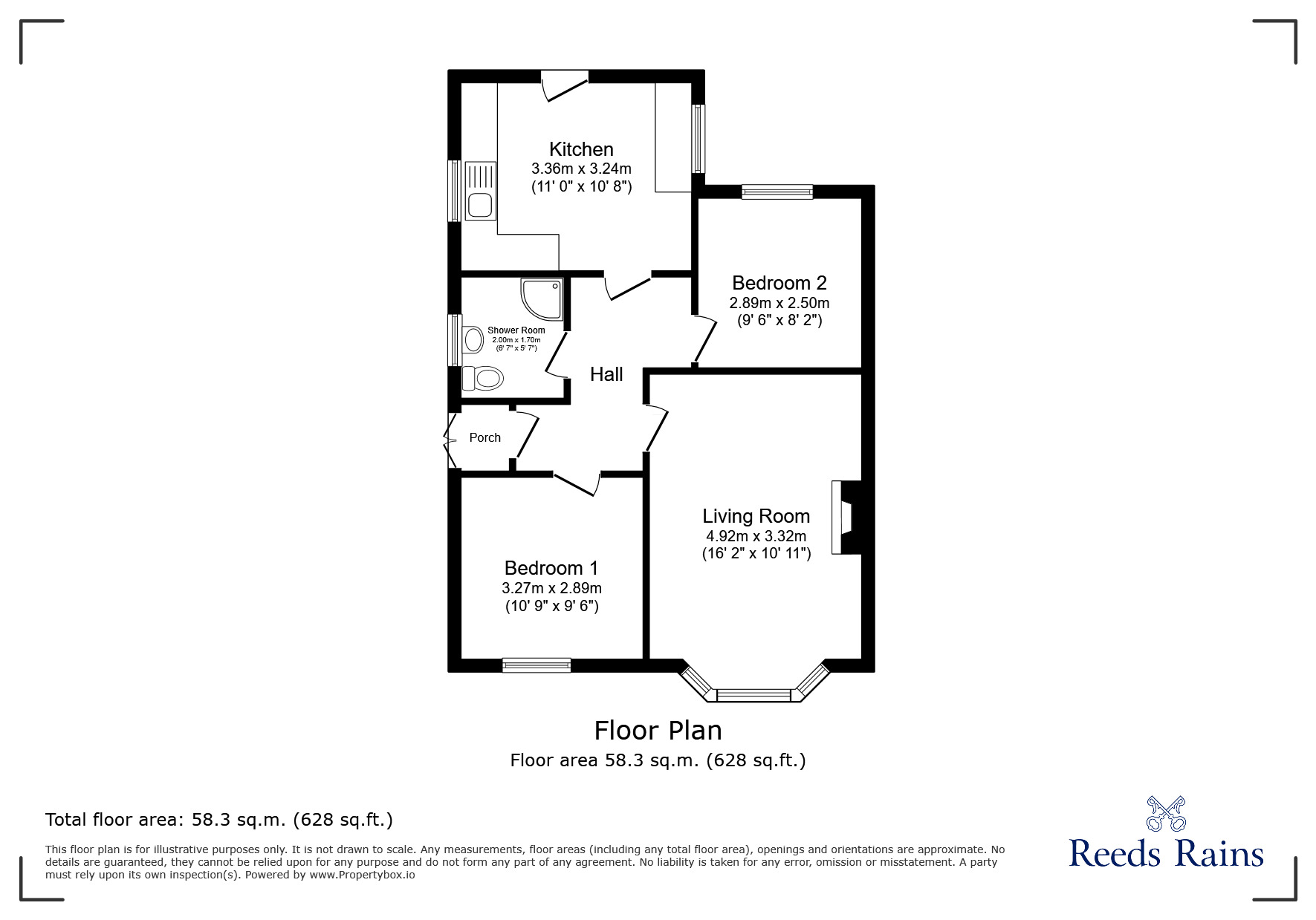 Floorplan of 2 bedroom Semi Detached Bungalow for sale, Roy Avenue, Prestatyn, Denbighshire, LL19