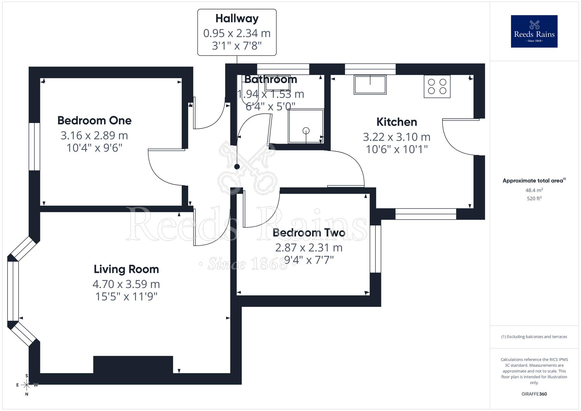 Floorplan of 2 bedroom Semi Detached Bungalow for sale, Roy Avenue, Prestatyn, Denbighshire, LL19
